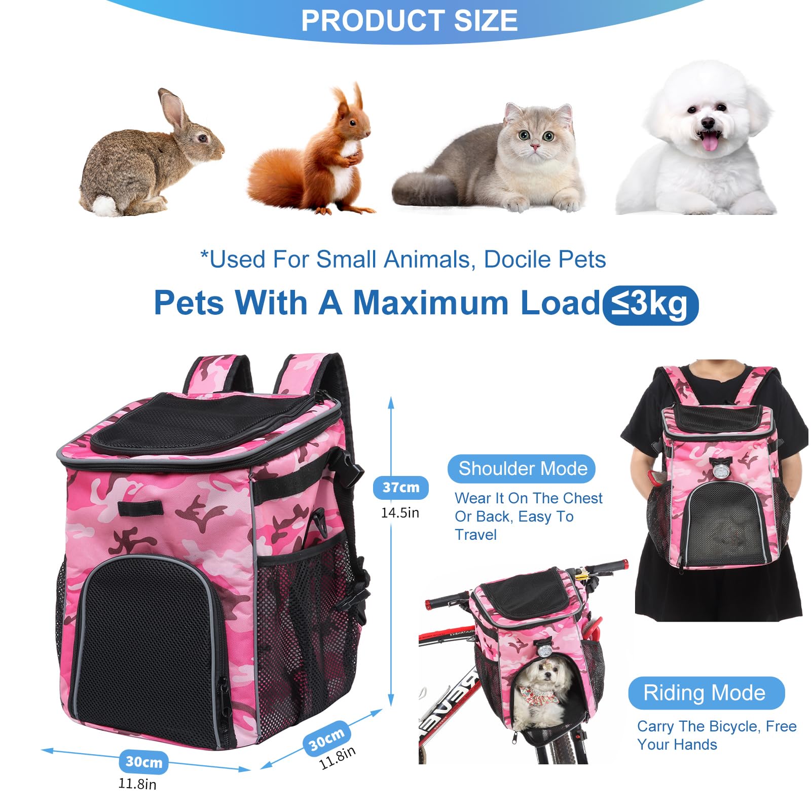 Cestino Per Bici Per Cani Wakytu - Zaino Pieghevole Per Animali, Riflettente, Per Cani E Gatti Piccoli - Foto 7