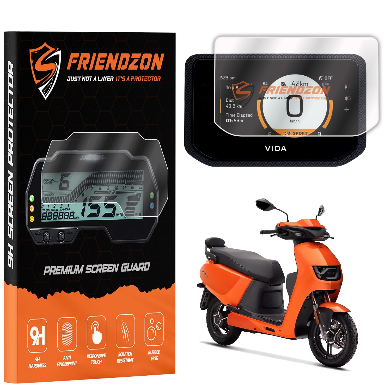 FriendZon Screen Guard For HERO VIDA VX2 Plus [2026- 2025] TFT Digital Meter | Anti-Bubble | Scratch Resistant | HD Clear | Anti-Fingerprint | TFT Instrument Display Protector [Not Tempered Glass] (Pack of 1)