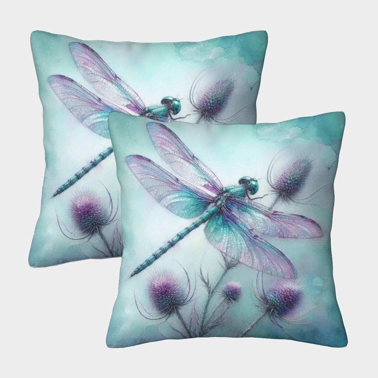 Phqazwsxe Style-11 Dragonfly Pillow Cases Set Of 2 Cozy Pillowcases Animal Cushion Cover With Invisible Zipper Decor For Sofa Living Room Bed Home 45X45cm