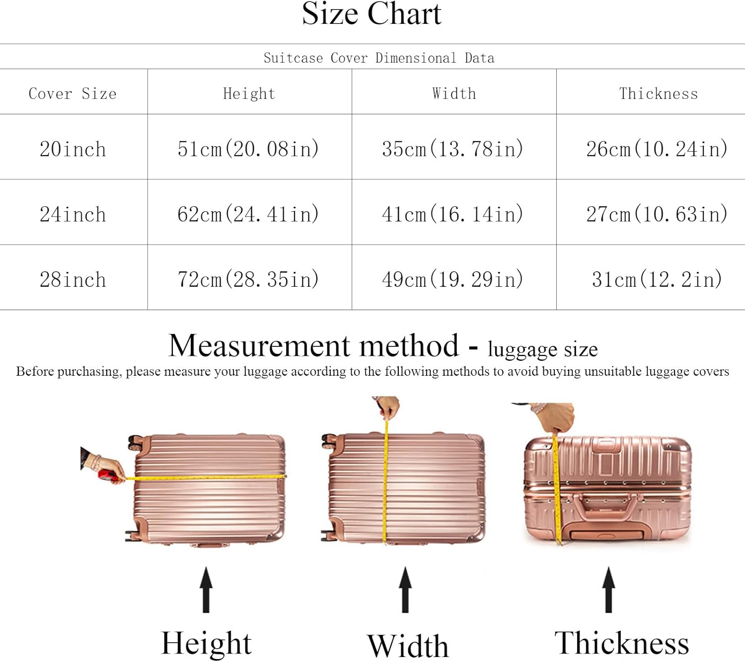 Luggage Cover 3 Pieces Clear PVC Suitcase Covers for Luggage Protector Fit with 20-24-28 inch - Image 4