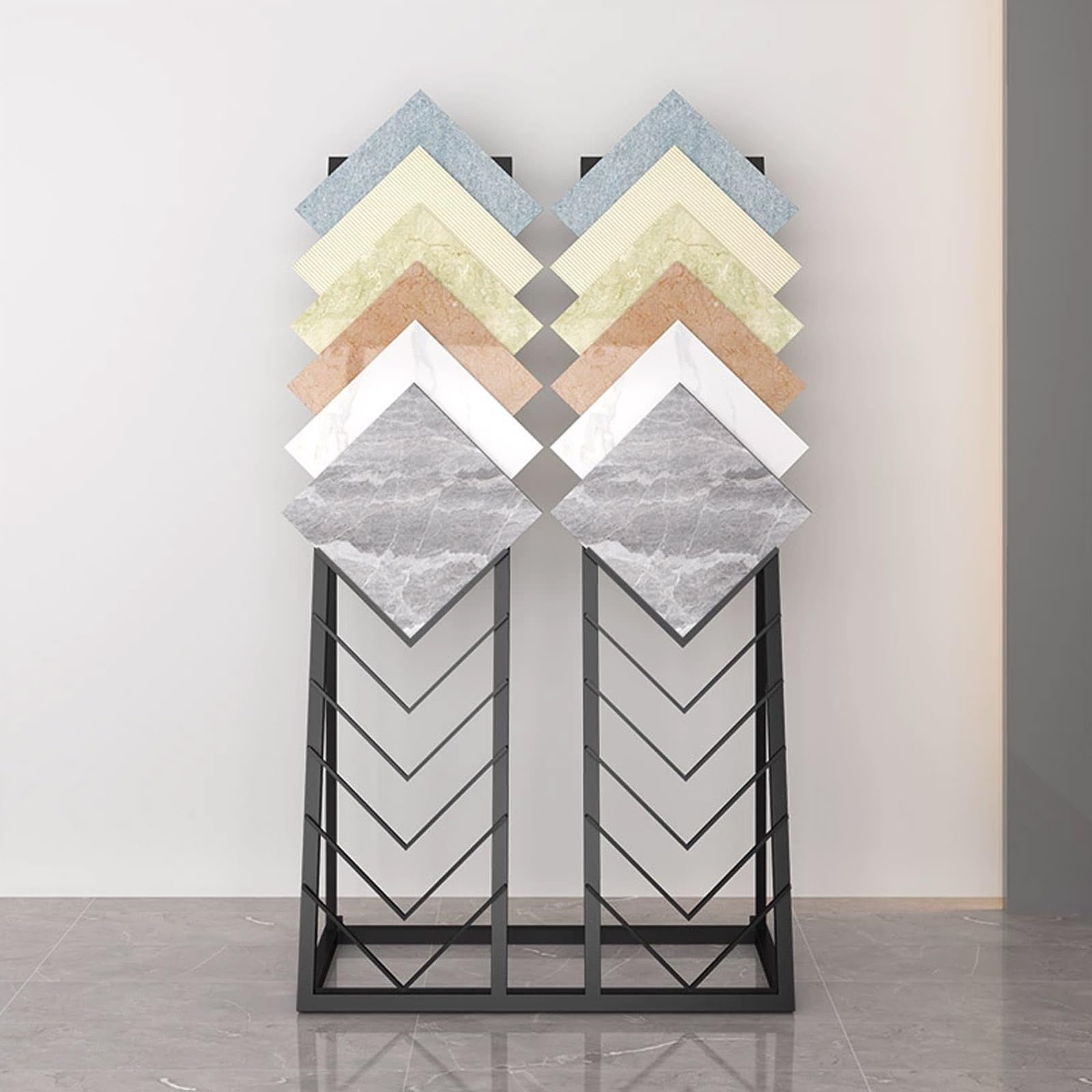 Expositor de muestras de baldosas metálicas, estante organizador de madera, soporte de almacenamiento, 50x30x150cm