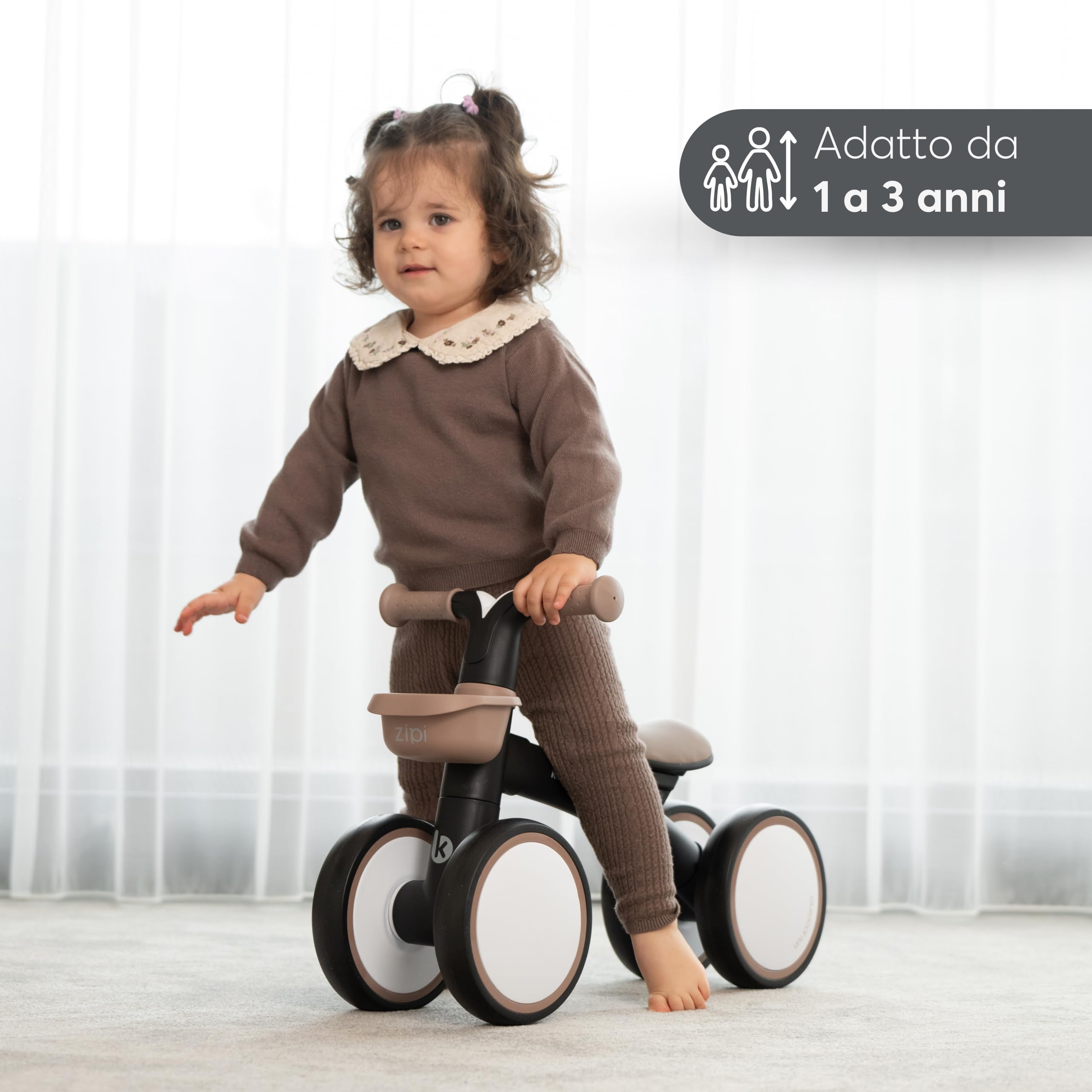 KikkaBoo Bicicleta Sin Pedales ZIPI, Correpasillos Bebé 1 Año, Bicicleta Equilibrio, Bici Bebé con Canasta, Ajustable, Juguete para Niños, Regalo Bebé, Rosa