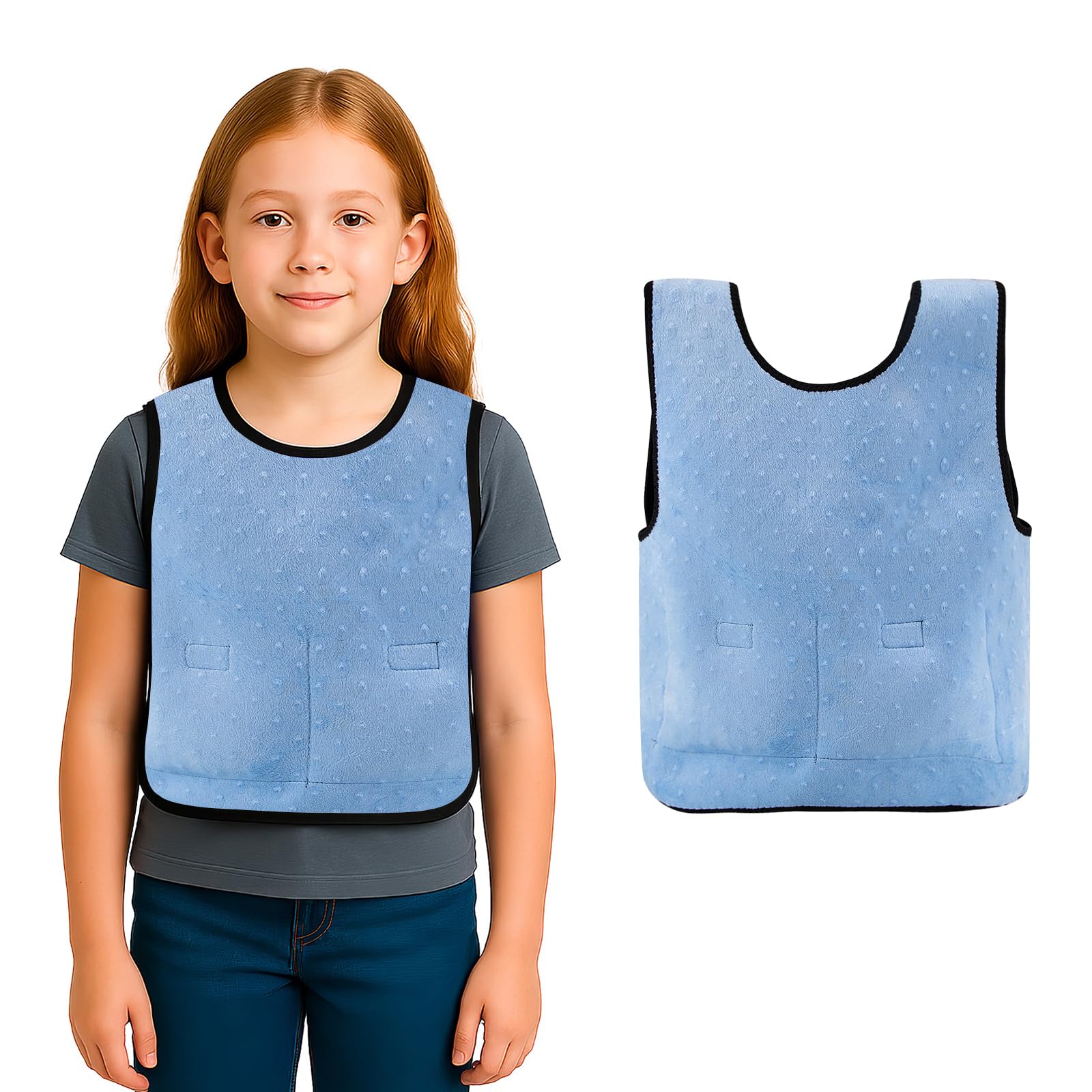 Weighted Vest for Kids with Sensory Needs,Weighted Adjustable Compression Vest-Deep Pressure for Children with Autism,ADHD,SPD Girls & Boys,Includes 3lbs Removable Weights (Blue, S (2-4years))