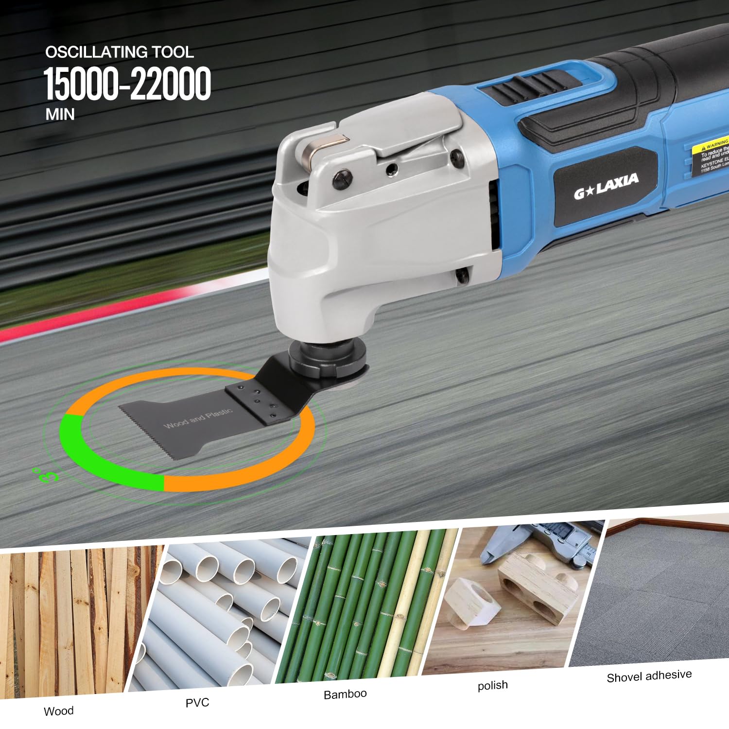 Strumenti Oscillanti 260W, 6 Velocità Variabile 15000-22000RPM Utensile Multifunzione, Angolo di Oscillazione 3° multifunzione oscillante,39 Pezzi Accessori con Borsa da Trasporto