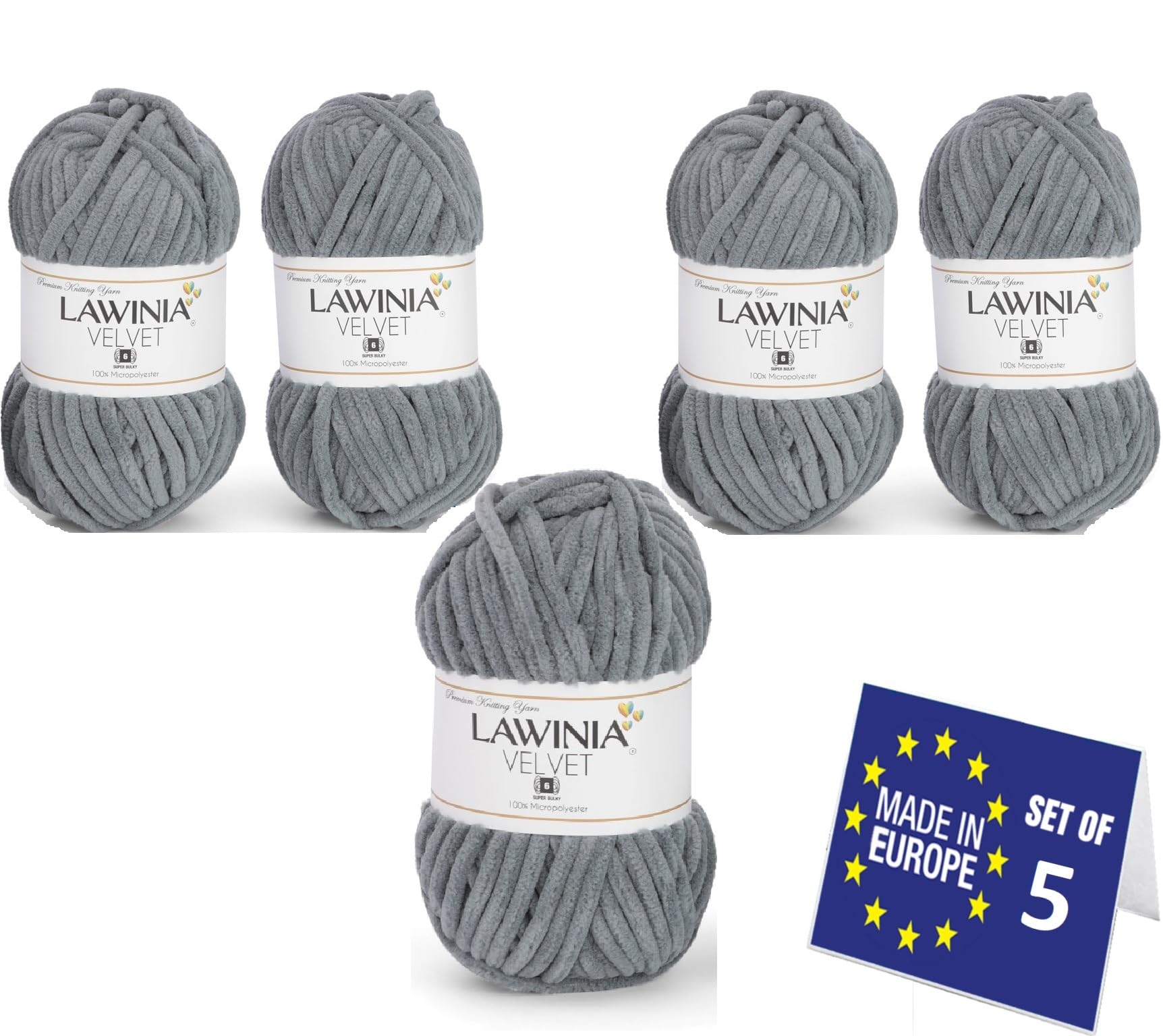 LAWINIA Premium Soft Chenille Yarn Chunky for Knitting Thick Velvet Yarn, Does NOT SHED, Plush Crochet Chunky Wool