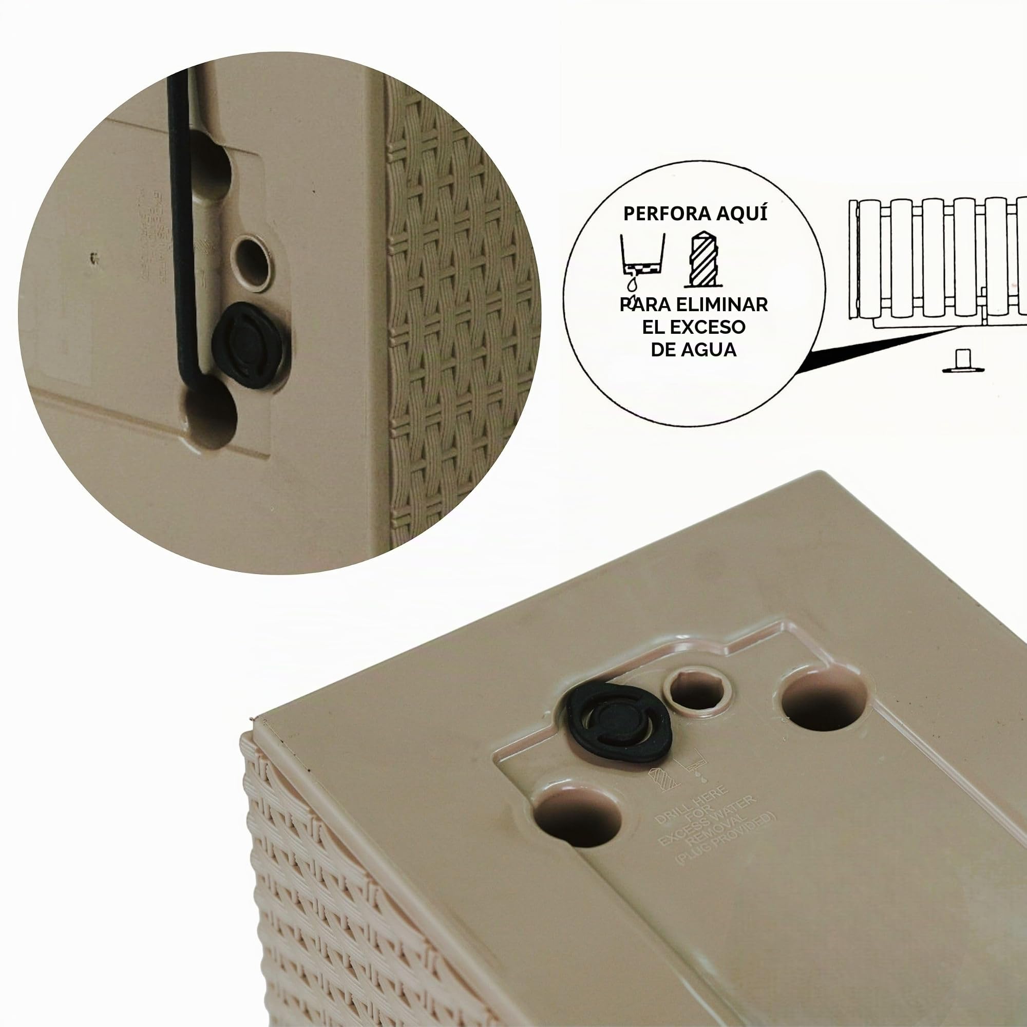 Juego de macetas para balcón 6 x 51 x 19 x 18,5 cm | Maceta de balcón con Aspecto de ratán | Maceta con asa, Soportes y Sistema de riego | Macetas para terraza | Jardinera de diseño Elegante | Mocca