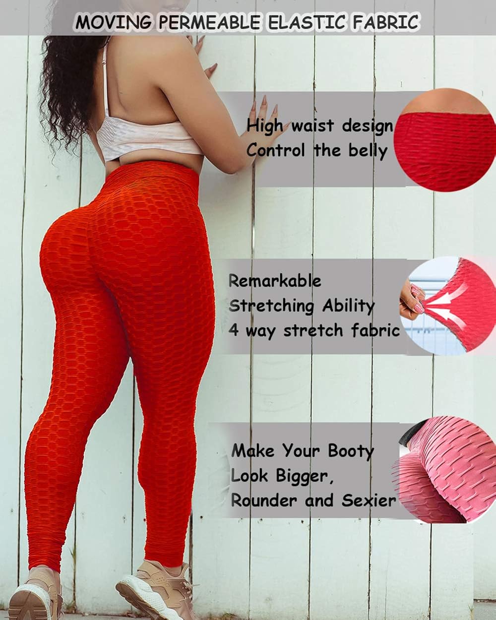 DCCDU Anti Cellulite Ruched Butt Lifting Leggings Booty Lifting Tummy Control Yoga Pants High Waist Textured Workout Tights