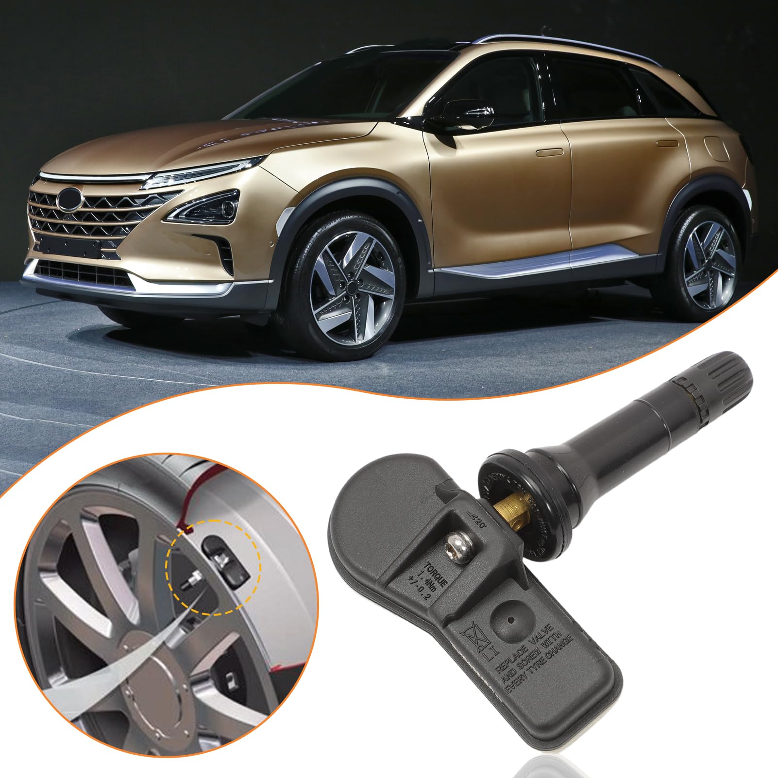 4x RDKS Sensor 433 MHz Reifendrucksensor TPMS für Hyundai i20 Tucson TL TLE Santa Fe IV TM Sonata VII LF Nexo 52933C1100 52933C8000