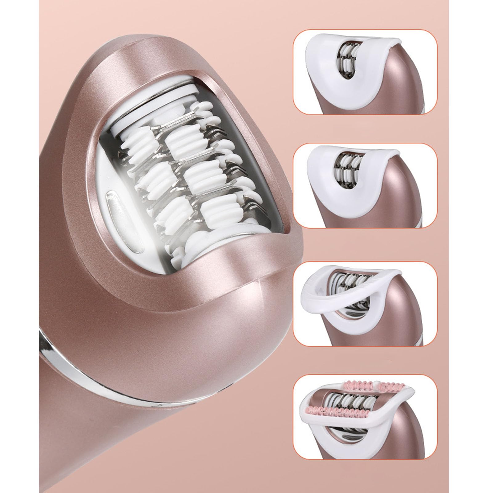 3-in-1 Elektrischer Bikini-Trimmer für Damen, Haarschneider, Schmerzfreie Entfernung, Nicht, Wiederaufladbar, Bikini-Trimmer mit 3 Köpfen, Rosa
