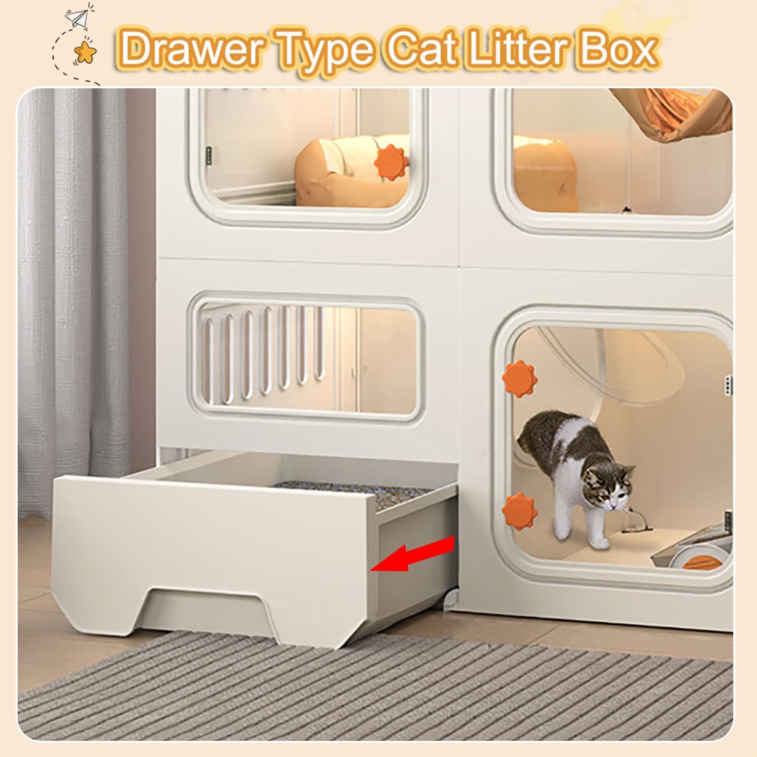 Cage pour Chat avec Portes, Maisons pour Chats d'intérieur, Parc pour Chat avec bac à litière, Forte capacité de Charge, Facile à Nettoyer et à Installer (Couleur : Paquet 2, Taille : B-71x4