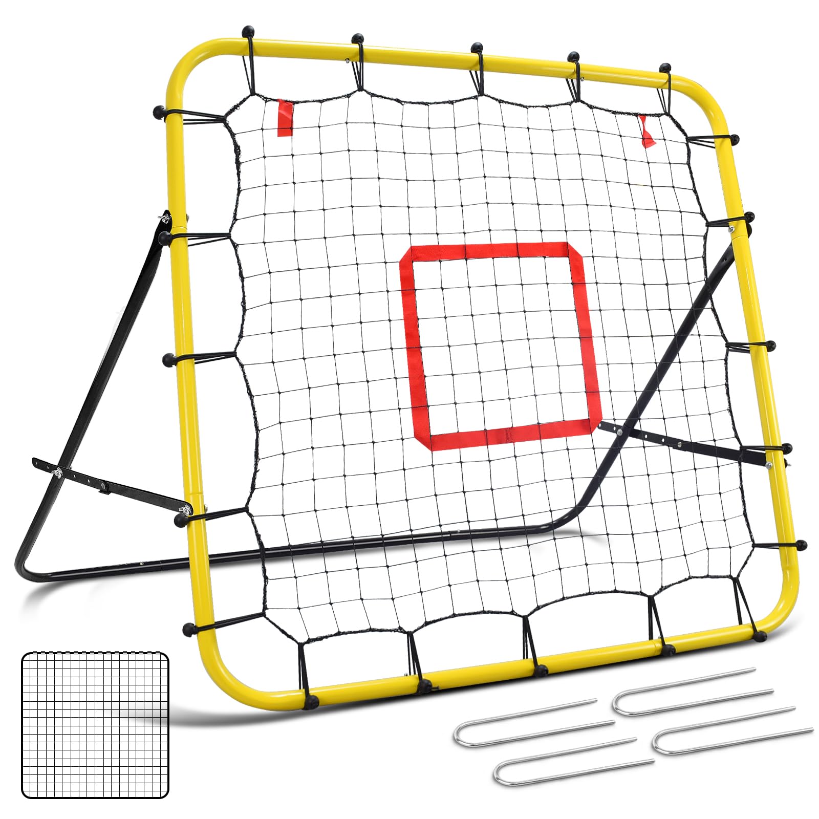 Soccer Rebounder Bounce Back Net,Baseball Rebounder Net, Adjustable Angle All Ages Volleyball Rebounder Training Equipment, Soccer Themed Gifts for Backyard Soccer Practice