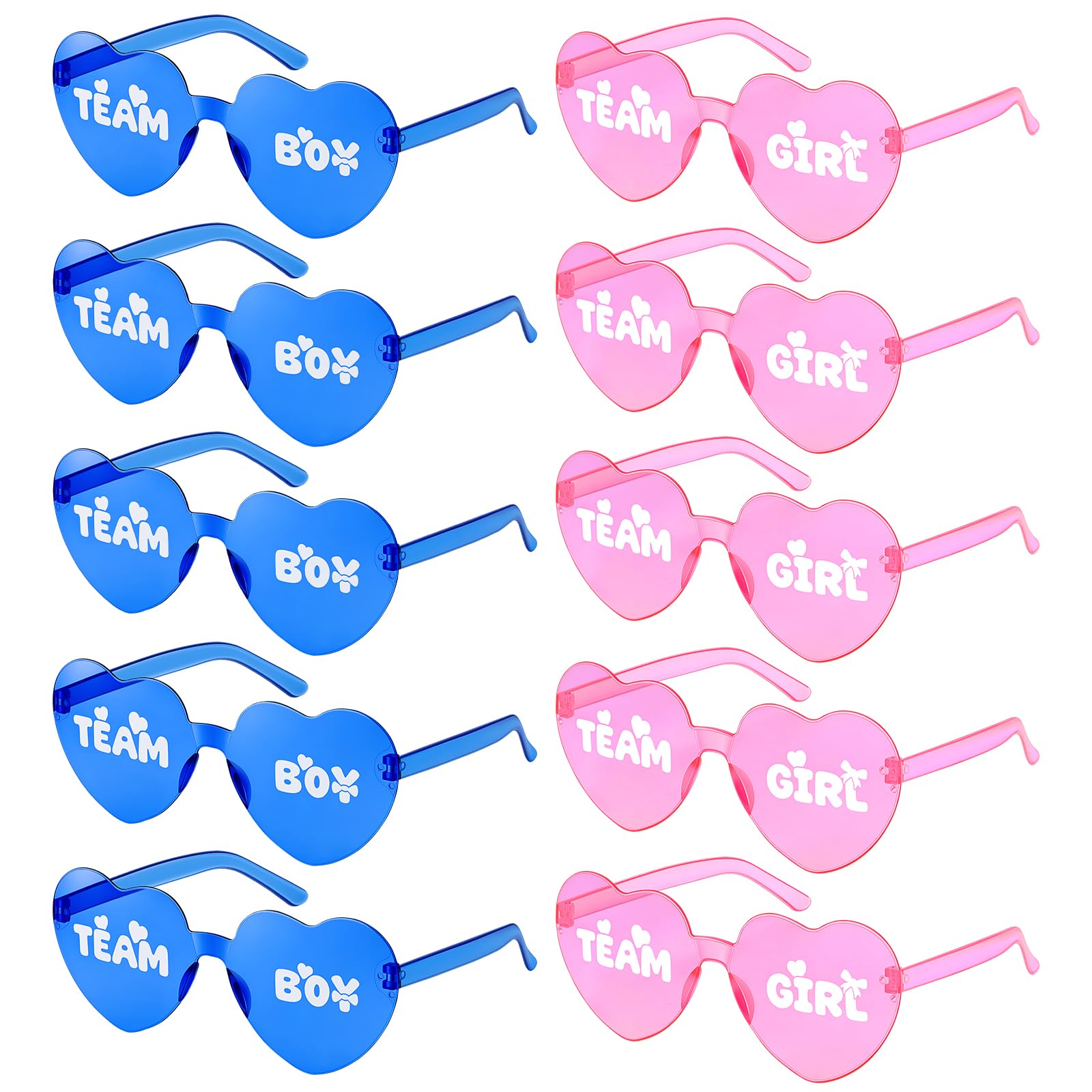 SelfTek 10 Pack Gender Reveal Party Glasses TEAM BOY & TEAM GIRL