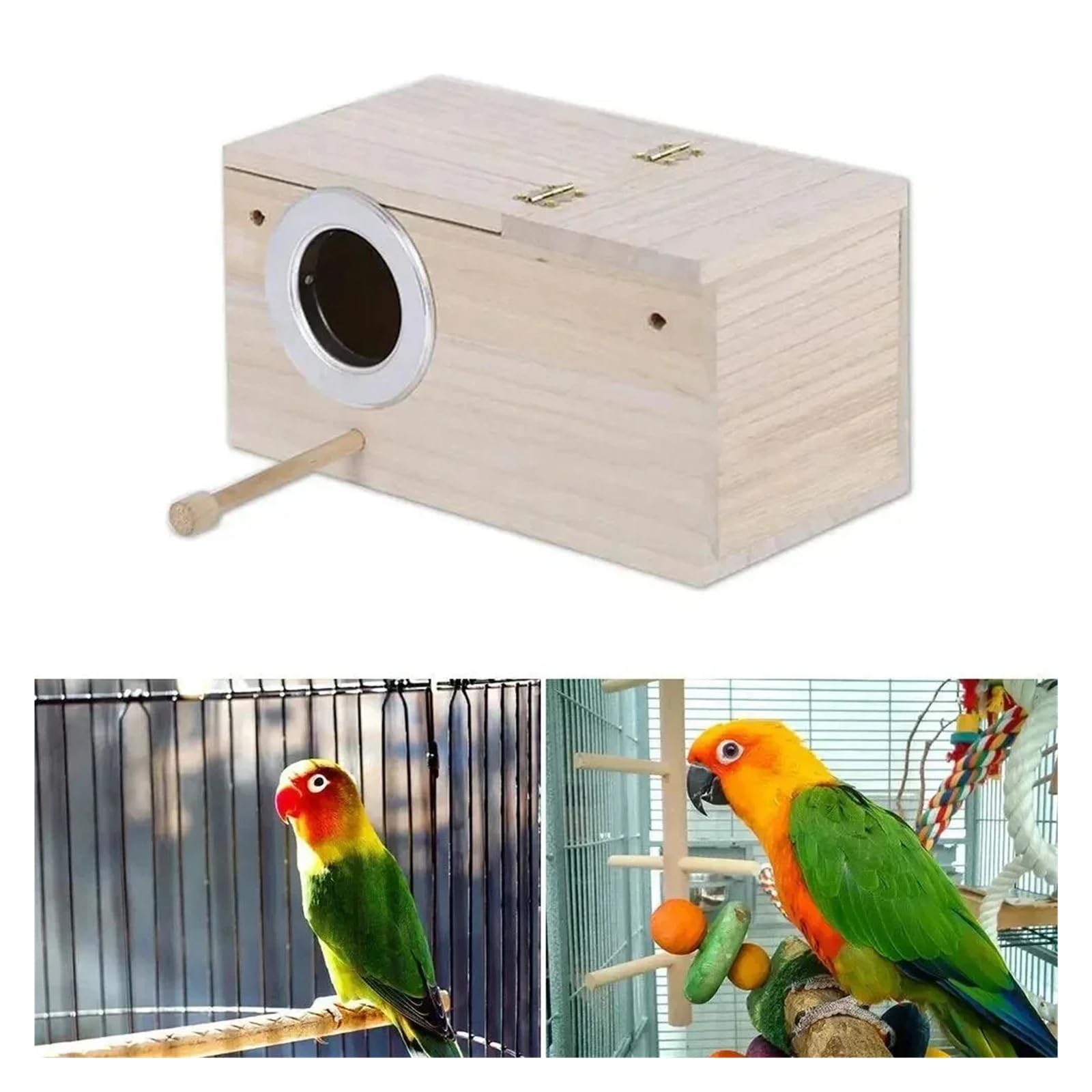 Nido de Madera para pájaros Jaula Nido for Loros, agapornis de Madera, Herramientas for el hogar, Casas for pájaros for jardín(L)