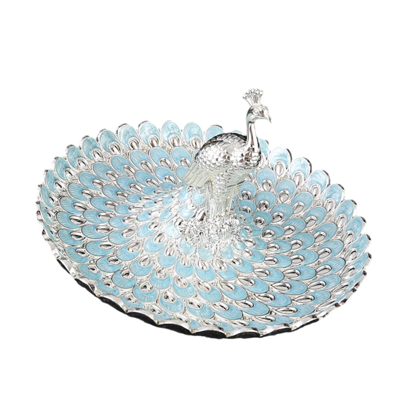 Beimus Golden Embossed Snacks Tray Peacocks Pattern Metal Serving Spacious Design for Entertaining Guests Snacks Tray