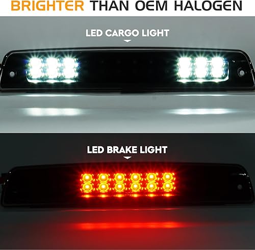 Miniatura 3 de Bomusou Conjunto de luz trasera + tercera luz de freno kit LED para Dodge Ram 1500 1994-2001, Dodge Ram 2500 3500 1994-2002, luces traseras y luz de