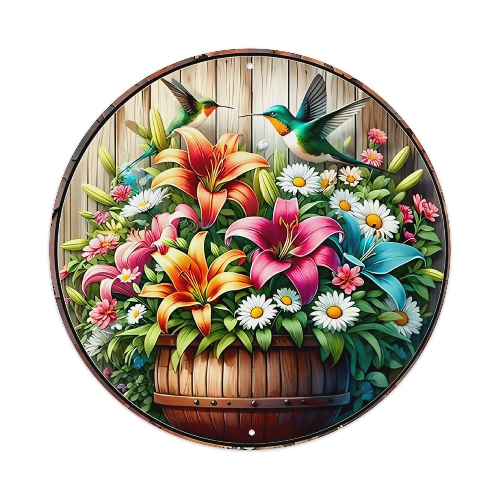 Jdyansheng Vintage Hummingbirds And Colorful Flowers Tin Sign Metal Poster Metal Signs For Home Man Cave Bar Cafe Kitchen Laundry Room Wall Decorations 8X8 Inches