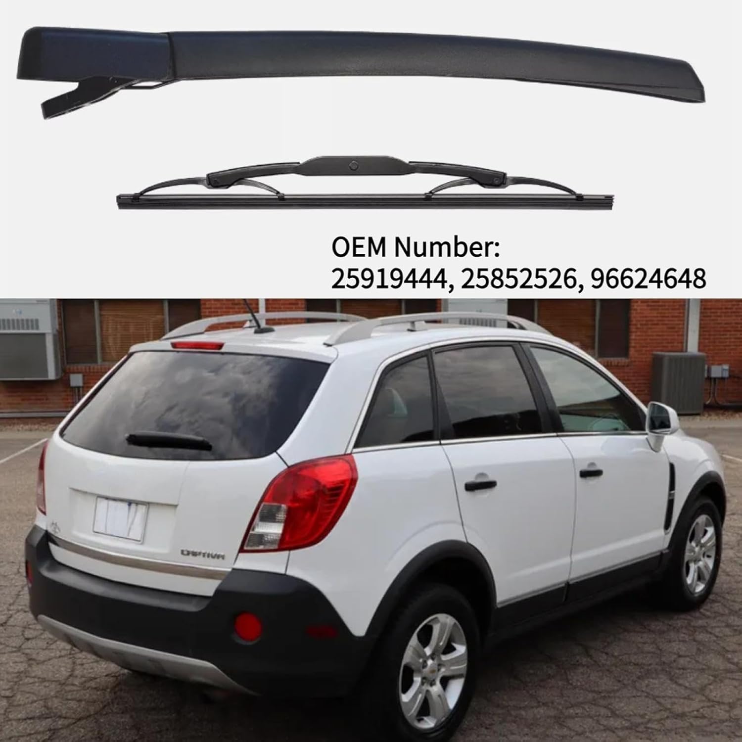 Rear Wiper Arm Blade for 2012 2013 2014 2015 Chevrolet Chevy Captiva Sport LT LS LTZ Sport Utility 4-Door 2.4L 3.0L Rear Back Windshield Wiper Arm Blade Set Replacement OE 25919444 96624648