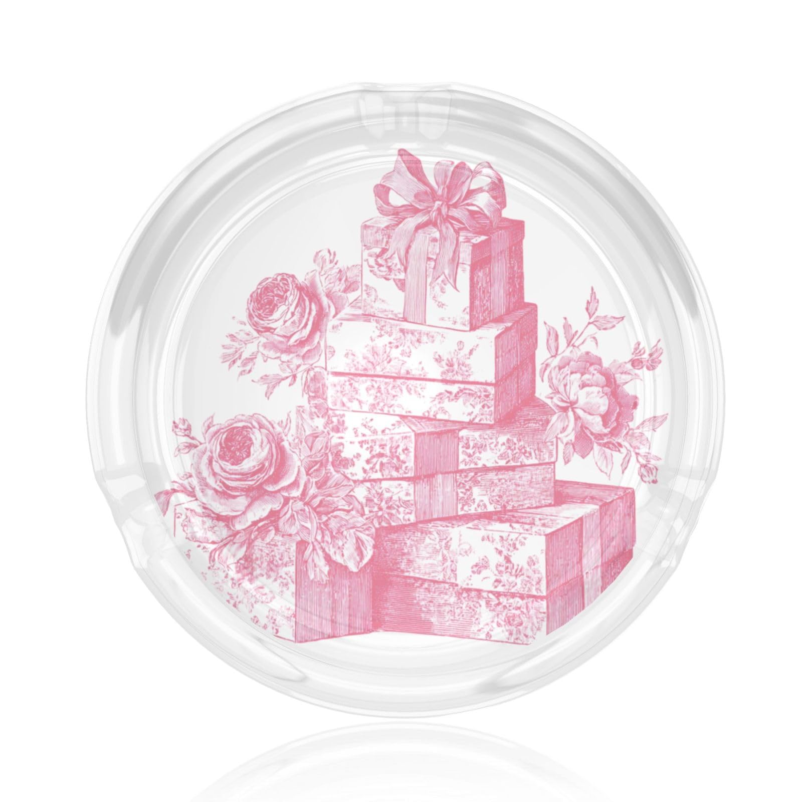Pink Toile s And Flowers Glass Ashtray For Cigarettes Ash Trays Case For Home Office Decor