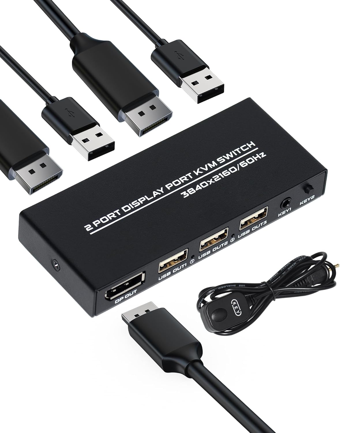 MOERISICAL Displayport Kvm Switch Support 4K60Hz,Two Computers One Monitor Switch to Share 3