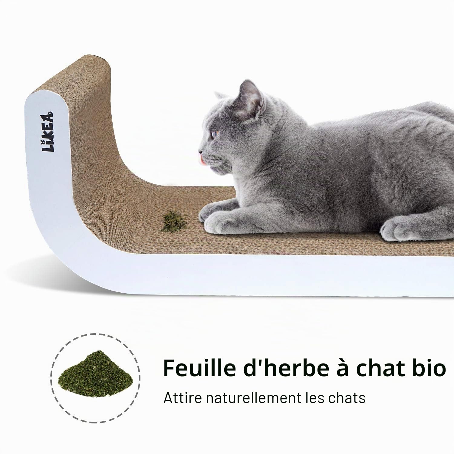 Likea Griffoir Inclinable pour Chat avec Herbe à Chat en Carton de Qualité Supérieure, Plusieurs Angles de Griffage