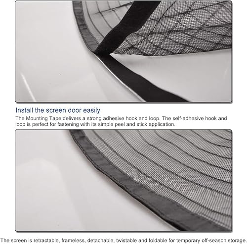 Vista 8 de LOOBANI Puerta mosquitera de garaje de 8 x 7 pies: resistente cierre magnético para puerta de garaje 1 coche, pantalla de red retráctil enrollable