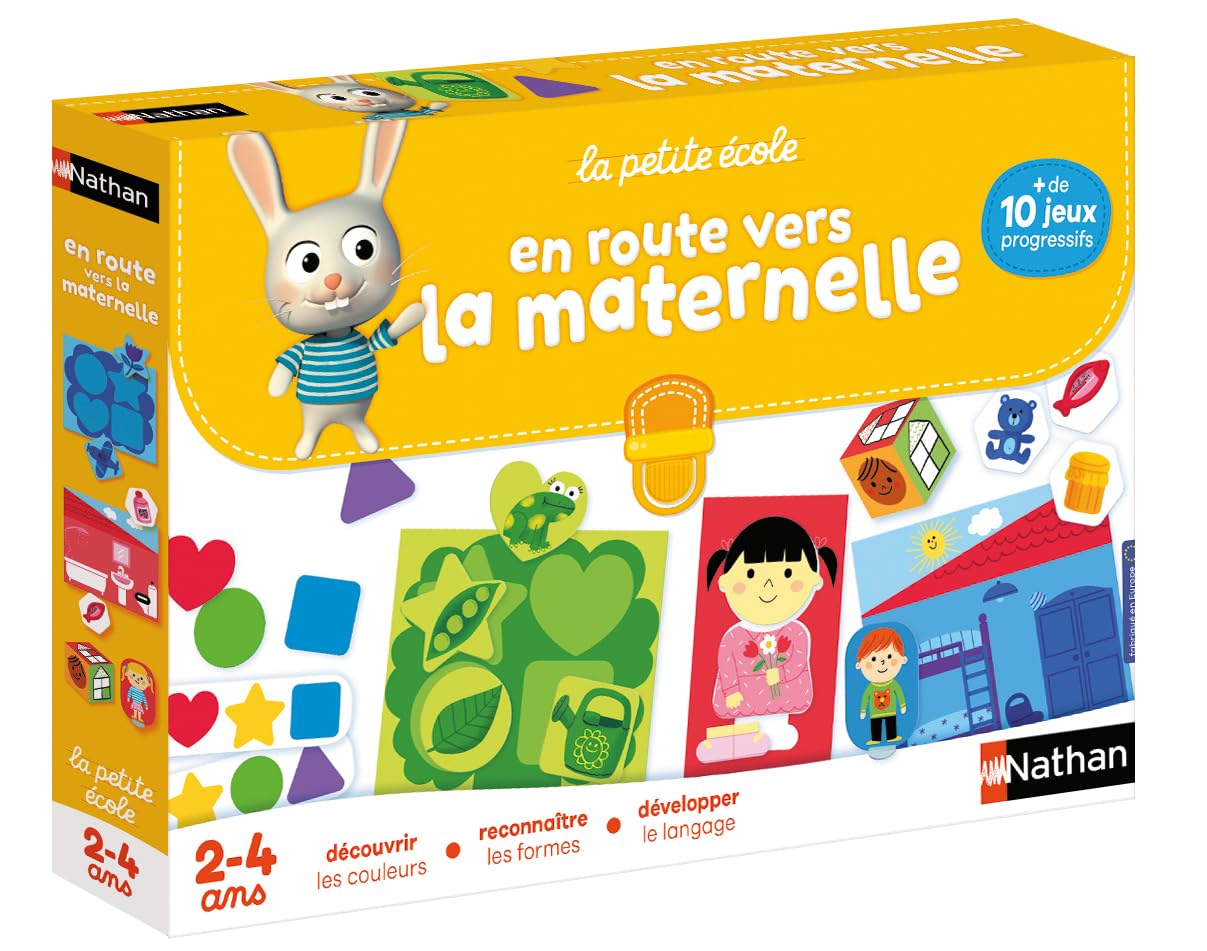 Nathan - La Petite Ecole, en Route vers la Maternelle - Découvrir Les Couleurs et Les Formes, Jeu des 4 Amis - Educatif - Coffret de Plus de 10 Jeux Progressifs - pour Enfants de 2 à 4 Ans