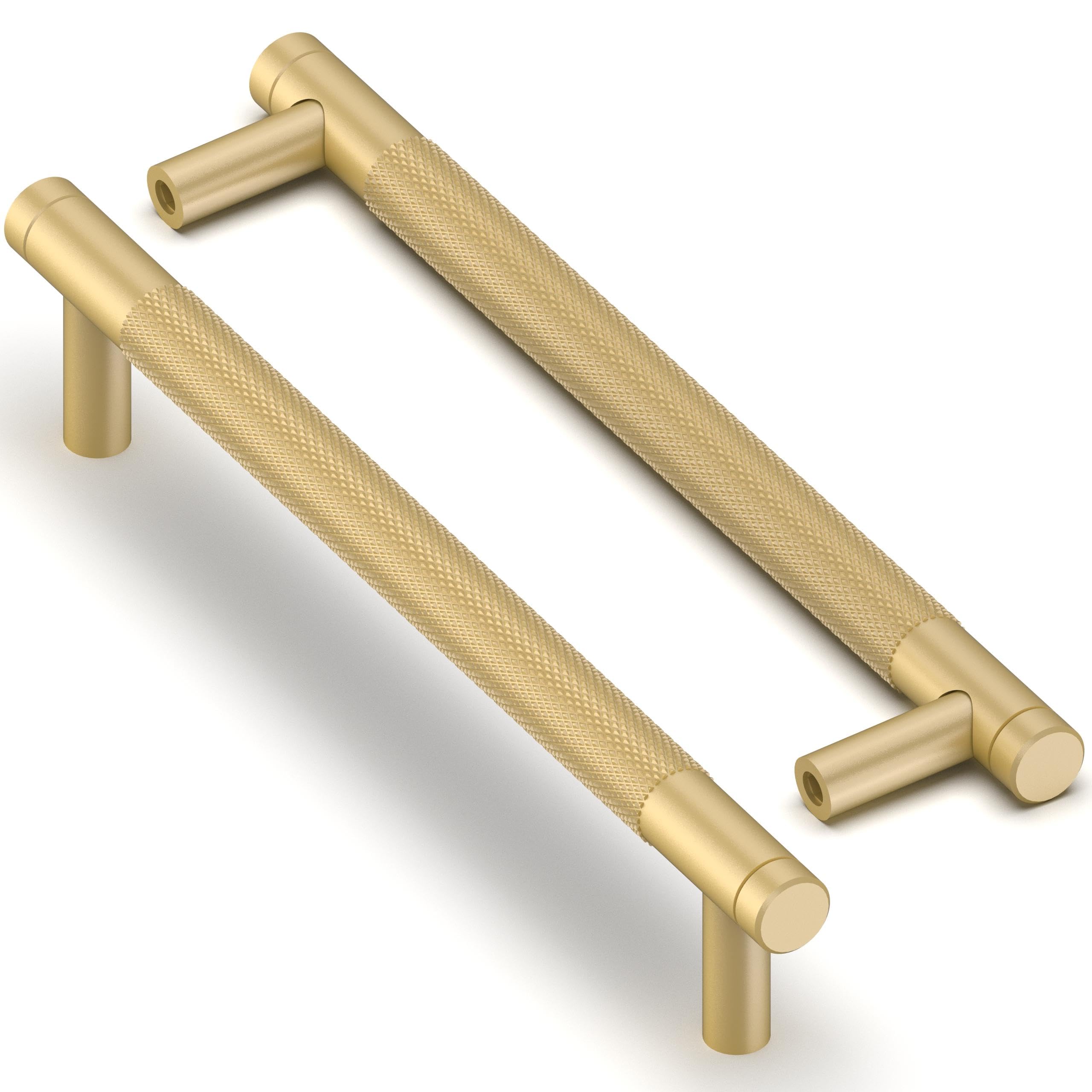Asimerdeco 10 Pack Brushed Gold Knurled Cabinet Pulls 7.5 Inch(192mm) Kitchen Cabinet Handles Cabinet Hardware Drawer Pulls