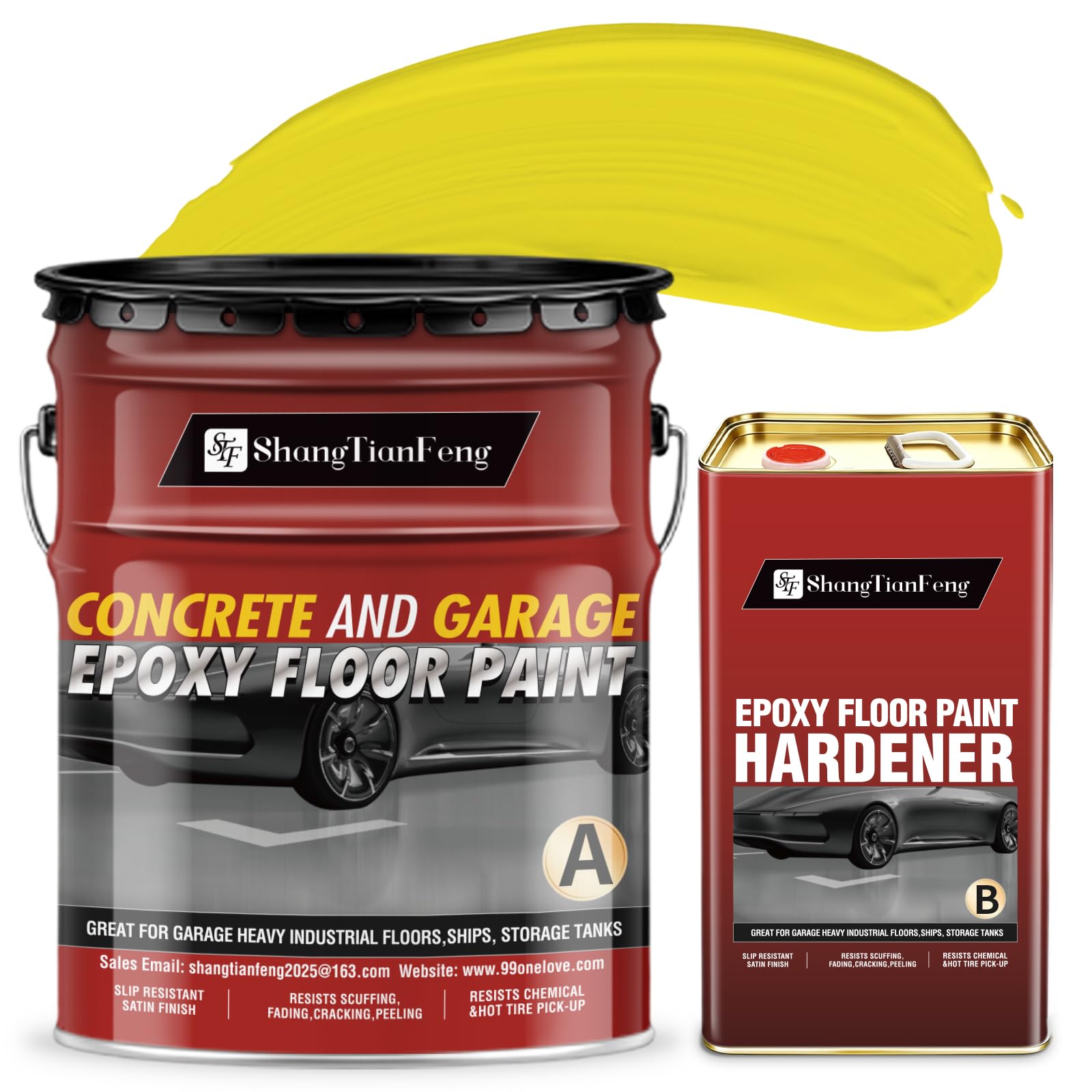 4 Gallon Epoxy Floor Paint kit (Dark gray,High-gloss,,800 sq.ft) - Concrete coating for garages and basements | Scratch-resistant| High hardness| Compatible with decorative color flakes,Epoxy Floor Paint kit (Lemon yellow,High-gloss, 800 sq.ft) - Concrete coating for garages and basements | Scratch-resistant| High hardness| Compatible with decorative color flakes.