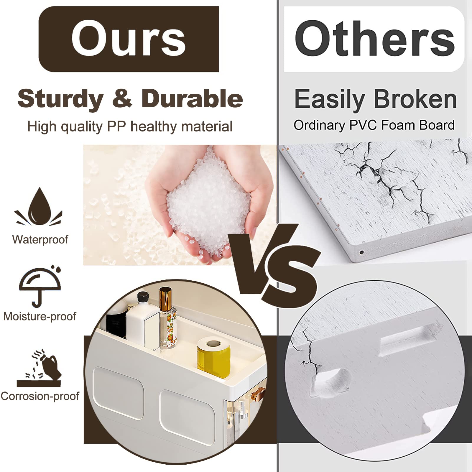 Armadietto da bagno alto e sottile, con cassetti in plastica e rotelle e porta carta igienica, cassettiera stretta a 3/4/5 ripiani, per piccoli spazi e spazi vuoti