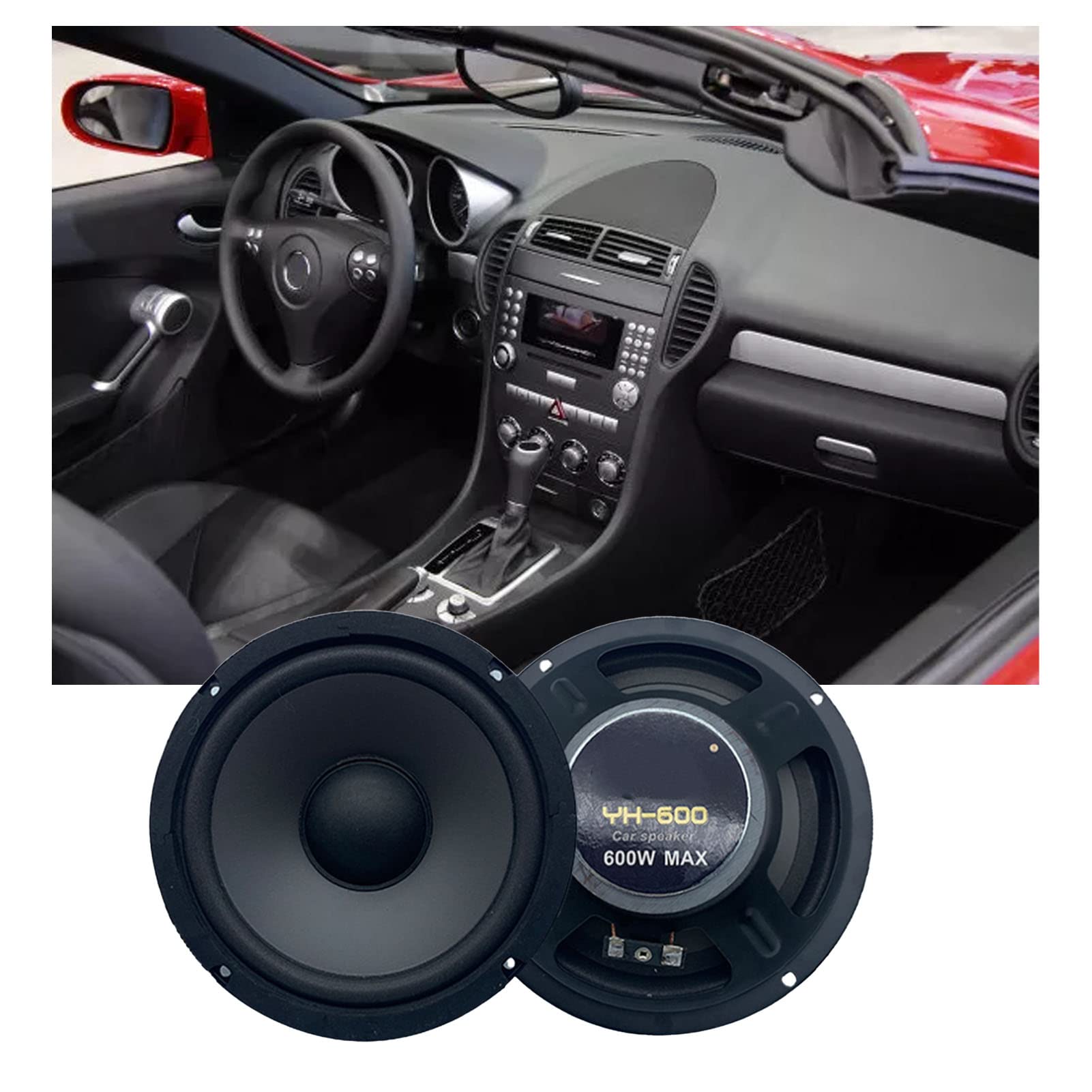Altoparlanti Coassiali da 2 Pezzi Altoparlante Audio Stereo Universale da 6,5 ​​pollici Musica Ad Alta Sensibilità 600 W, 16,5 X 16,5 X 5 Cm/6,5 X 6,5 X 2,0 Pollici