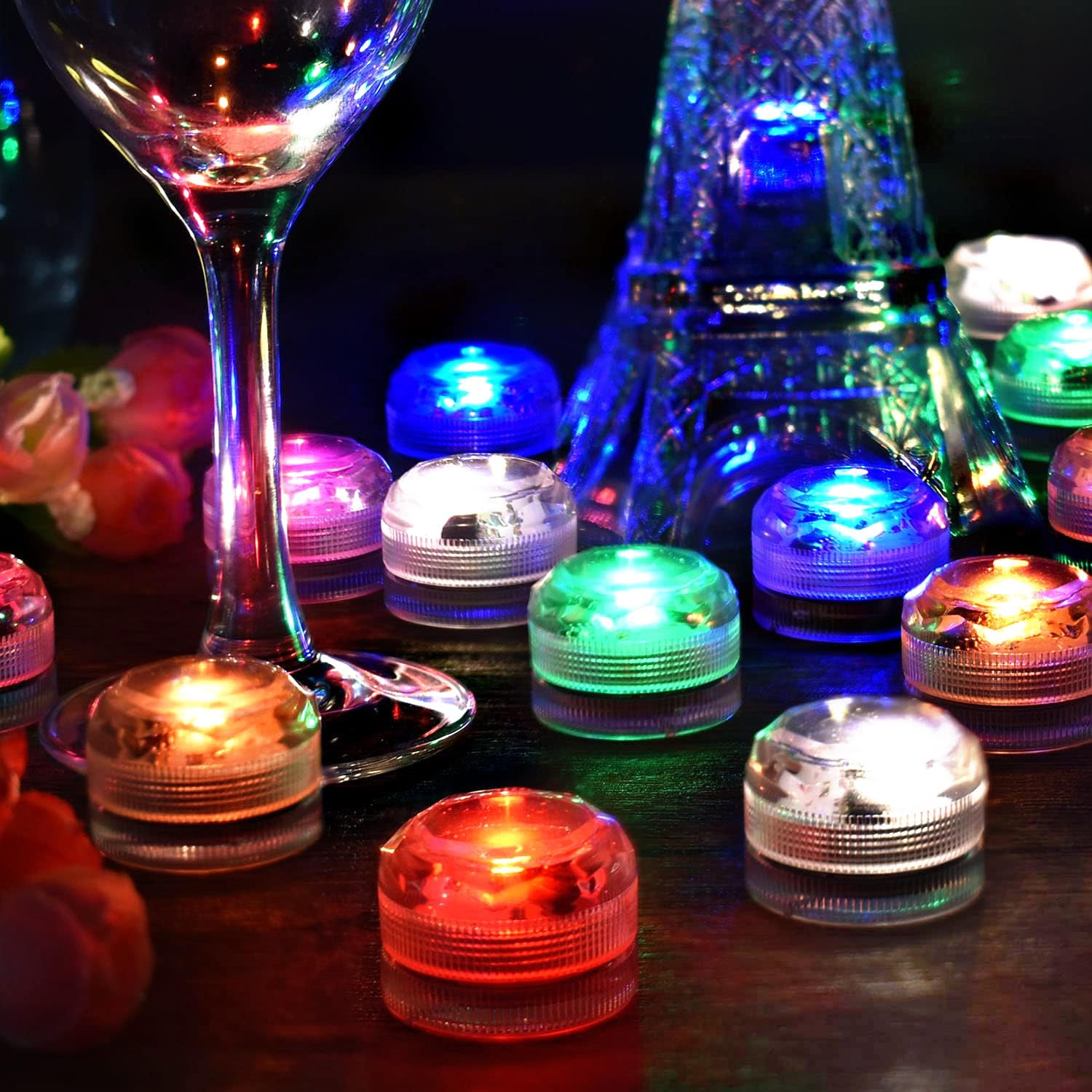 Tea Lights With Remote Small Submersible LED Lights Mini Waterproof Tea Light Multicolor Fish Remote Control Tea Lights - Foto 3