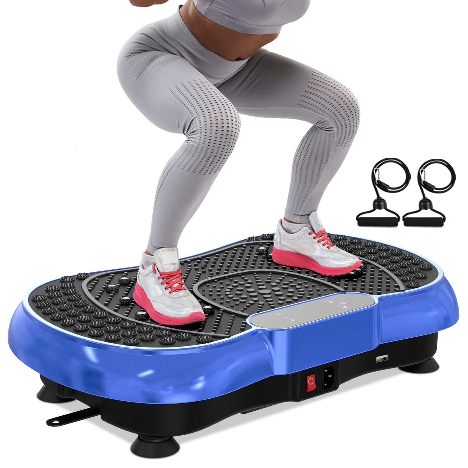 Vibration Plate Exercise Machine for Weight Loss, 220W Power Plate Vibrating Plate with 99 Speed Levels, Full Body Workout Trainer with Resistance Bands, Supports Lymphatic Drainage, 150KG Capacity