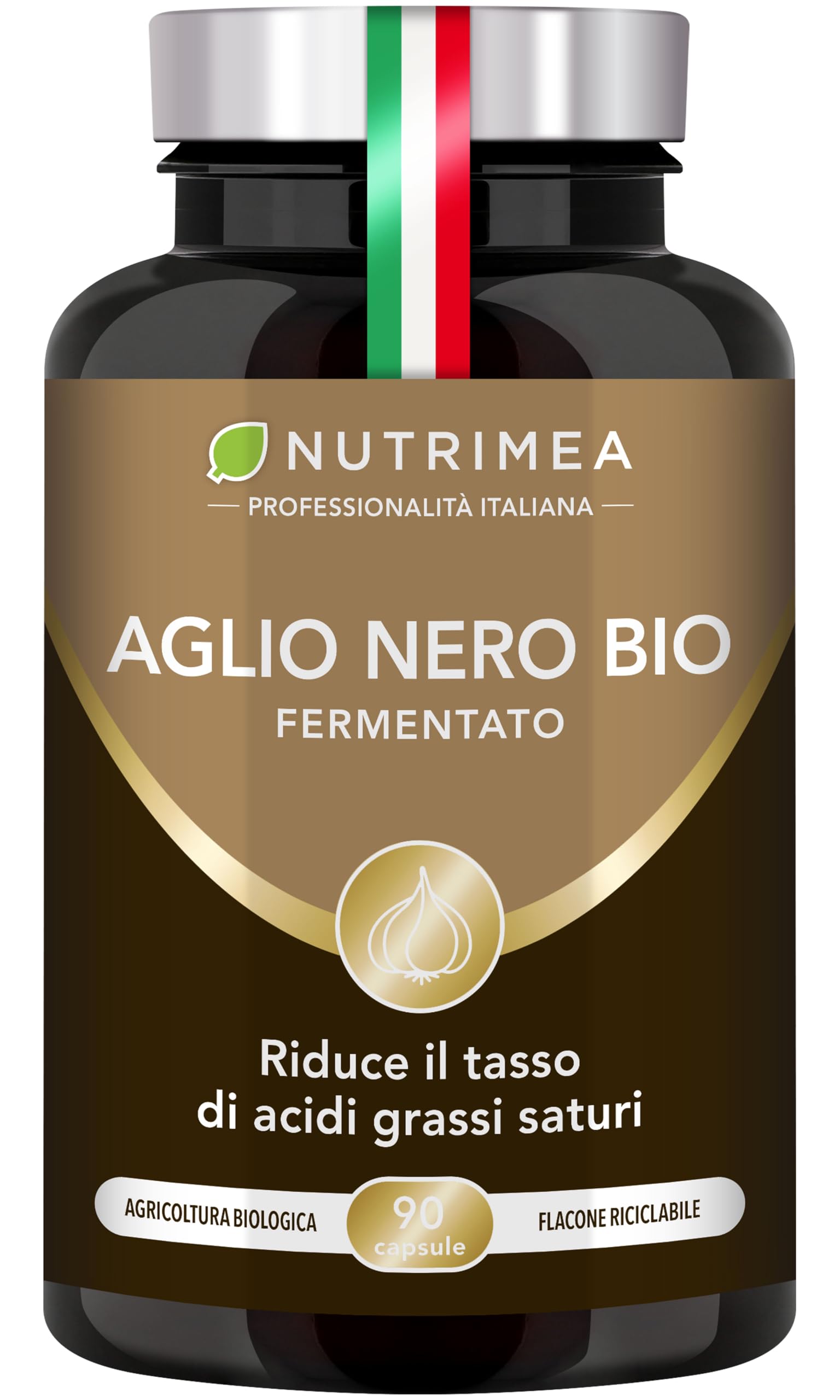 Aglio Nero Fermentato Biologico | Integratore Alimentare | 250 mg | Supporta la Circolazione | Antiossidante Naturale | 90 Capsule | Nutrimea