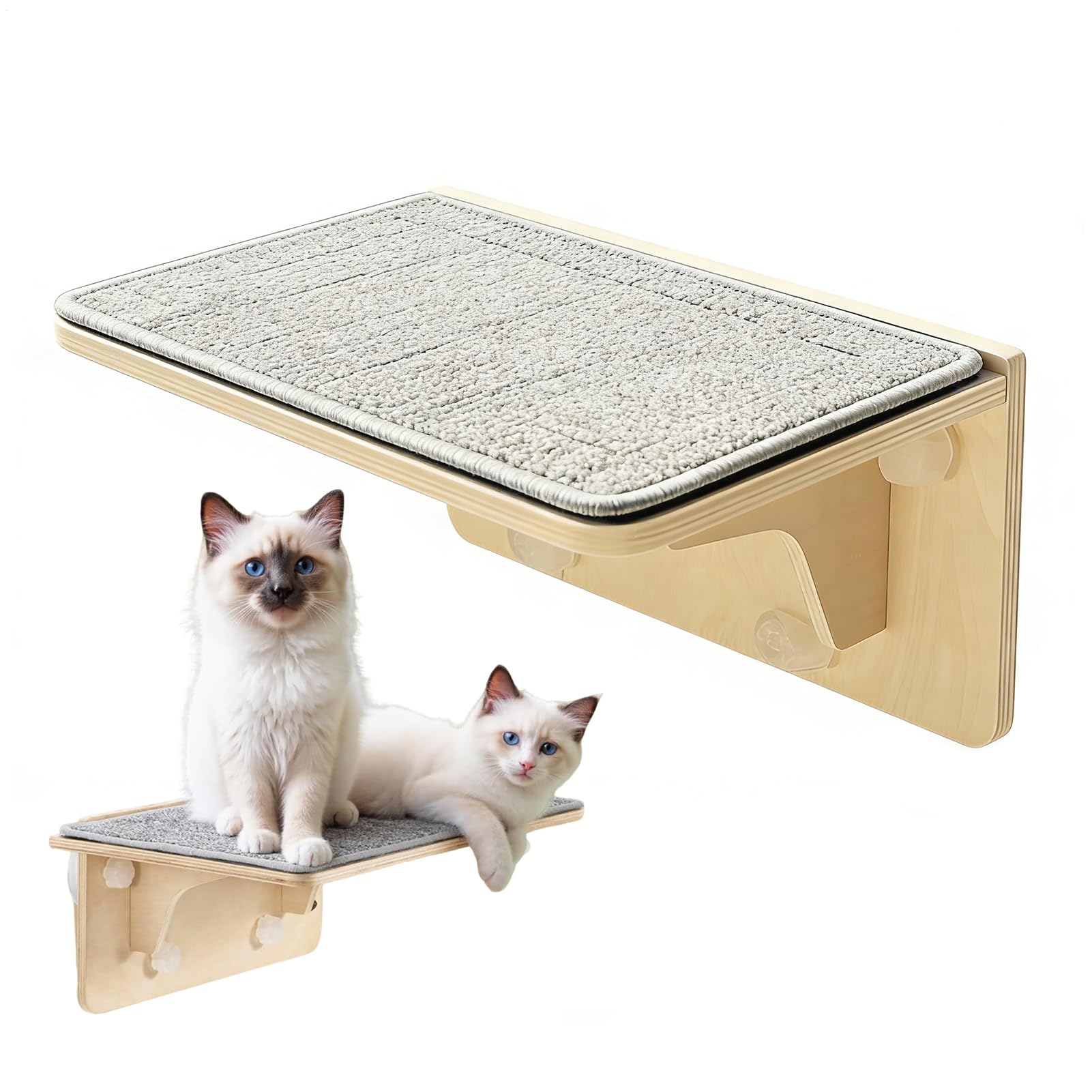 Balcón Ventana para Gatos Reposadero de Madera para Mascotas y Estable | Percha de Ventana para Trepar y Descansar Para Casa Departamento Sala Dormitorio Penthouse