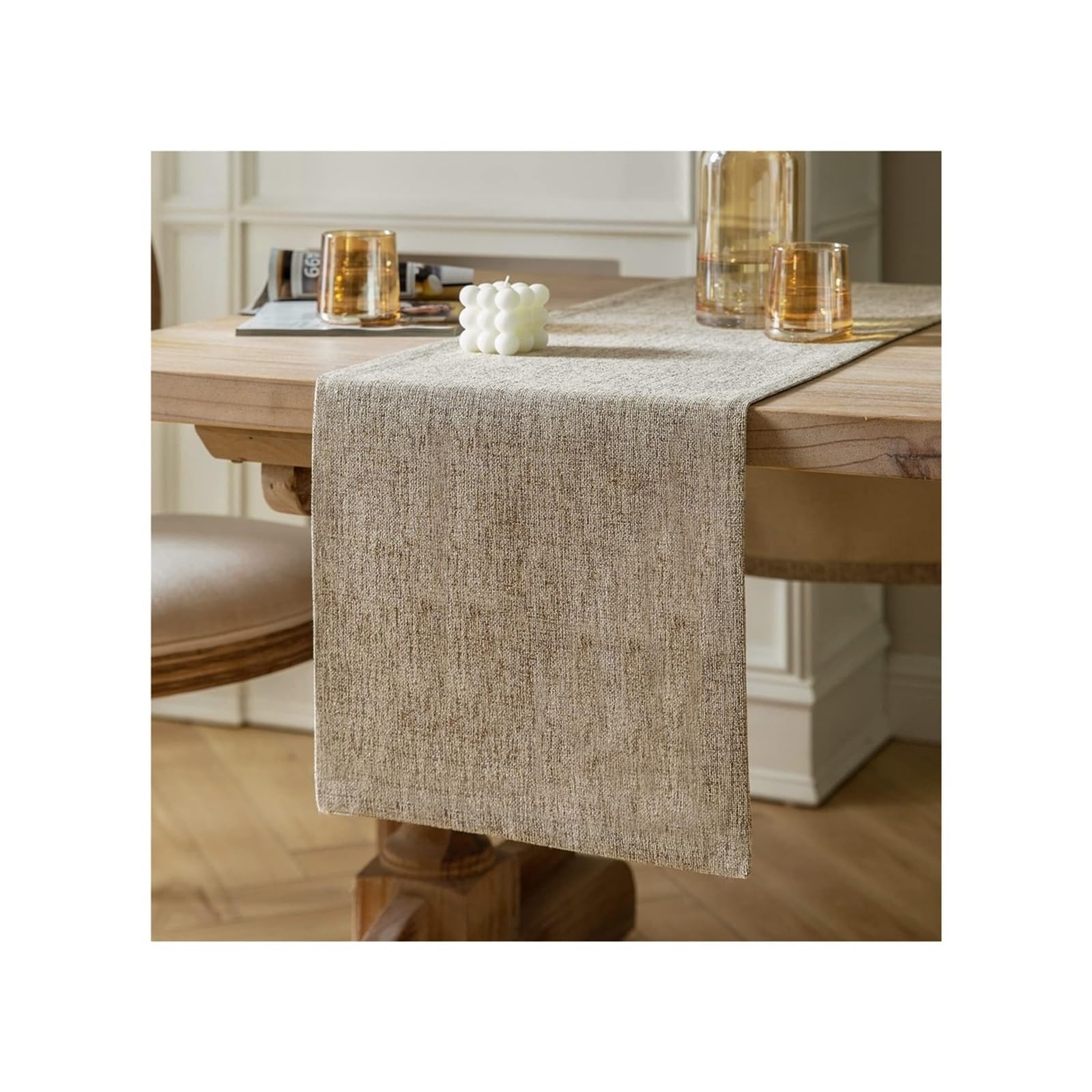 Cheesecloth Table Runners Burlap Style Farmhouse Table Runners , Beige Rustic Woven Dining Runner For Home,Party Decoration, Everyday Use(Milky White,30x160cm)