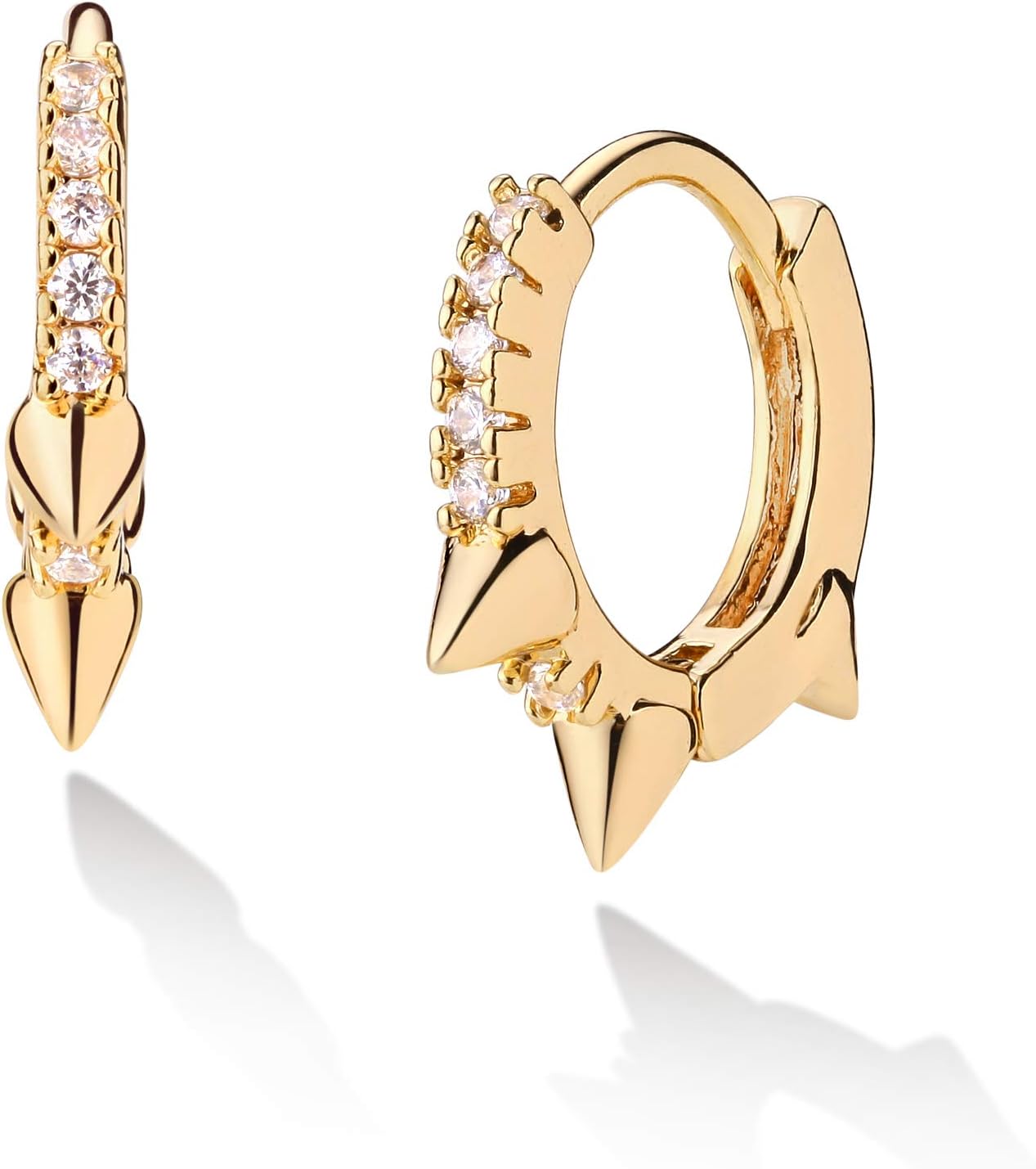 VACRONA Gold Hoop Earrings Huggie for Women Cubic Zirconia 14k Gold Plated Small Huggie Hoops Earrings Hypoallergenic Jewelry Gifts