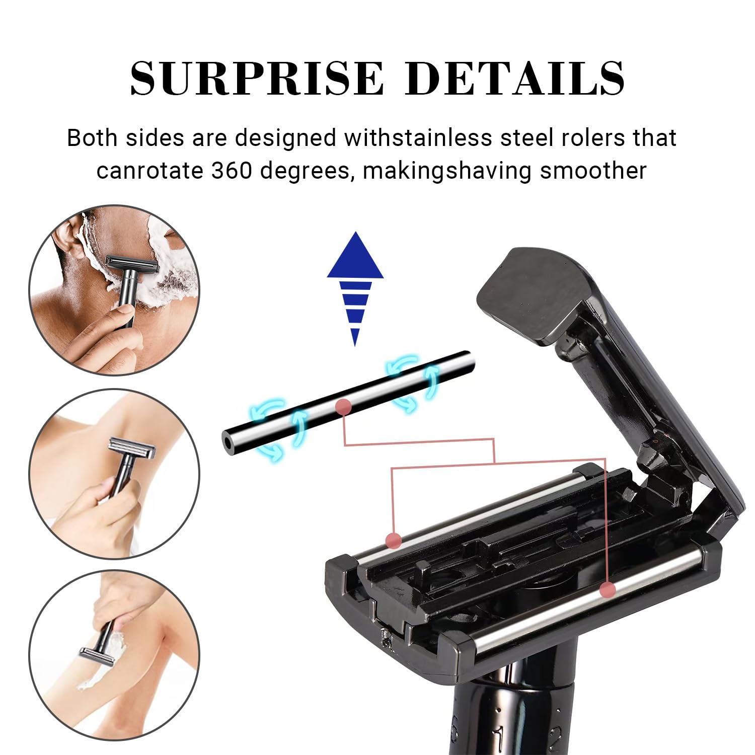 Shaving Razor - Steel Black Double Edge Safety Razor with 10 Spare Blades - 6 Speed Adjustable and 30° Angle Precision with Superior Blade Rigidity for Men and Women (Black)