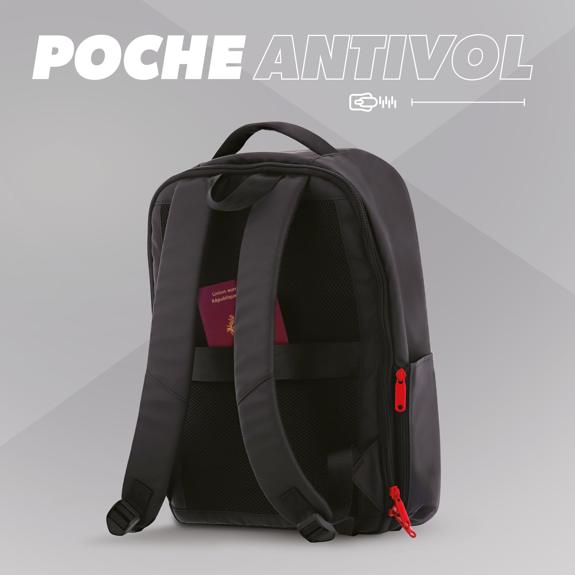 T'nB – Mochila Impact con carcasa rígida EVA de 7 mm, resistente a golpes y caídas, compartimento para PC de hasta 16 pulgadas, Antivol, comodidad ergonómica con almohadillas reforzadas, material
