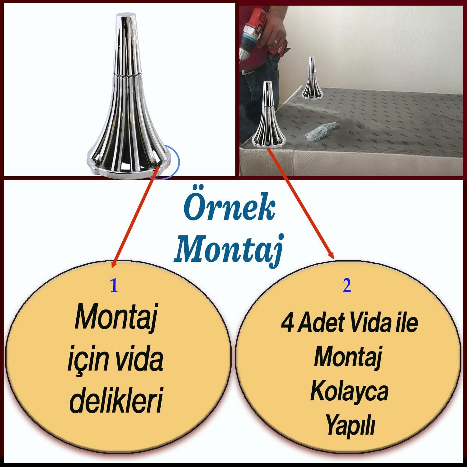 (4 ADET) İstanbul 16 cm Krom Mobilya Kanepe Koltuk Tv Ünitesi Konsol Ayağı Ayak Ayakları