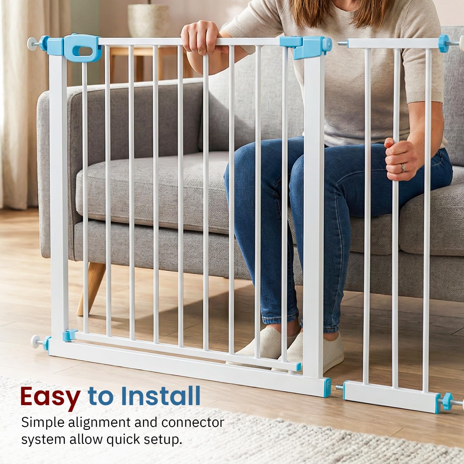 Baybee Safety Gate Extension 20cm | Baby Gate Extender for Kids & Pets | Tool-Free Pressure Fit | Dual Side Compatible Extension for Doorways, Stairs & Hallways (White) 3