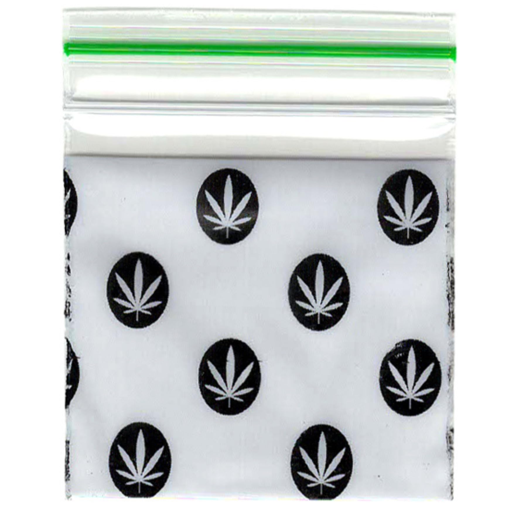 Fenny's Creations 500Pcs Black Leaf 25Mm X 25Mm Grip Seal Bags, Resealable, Waterproof, Airtight, Odour Free, Zipper Closure, Square Shape, Food Storage Bags