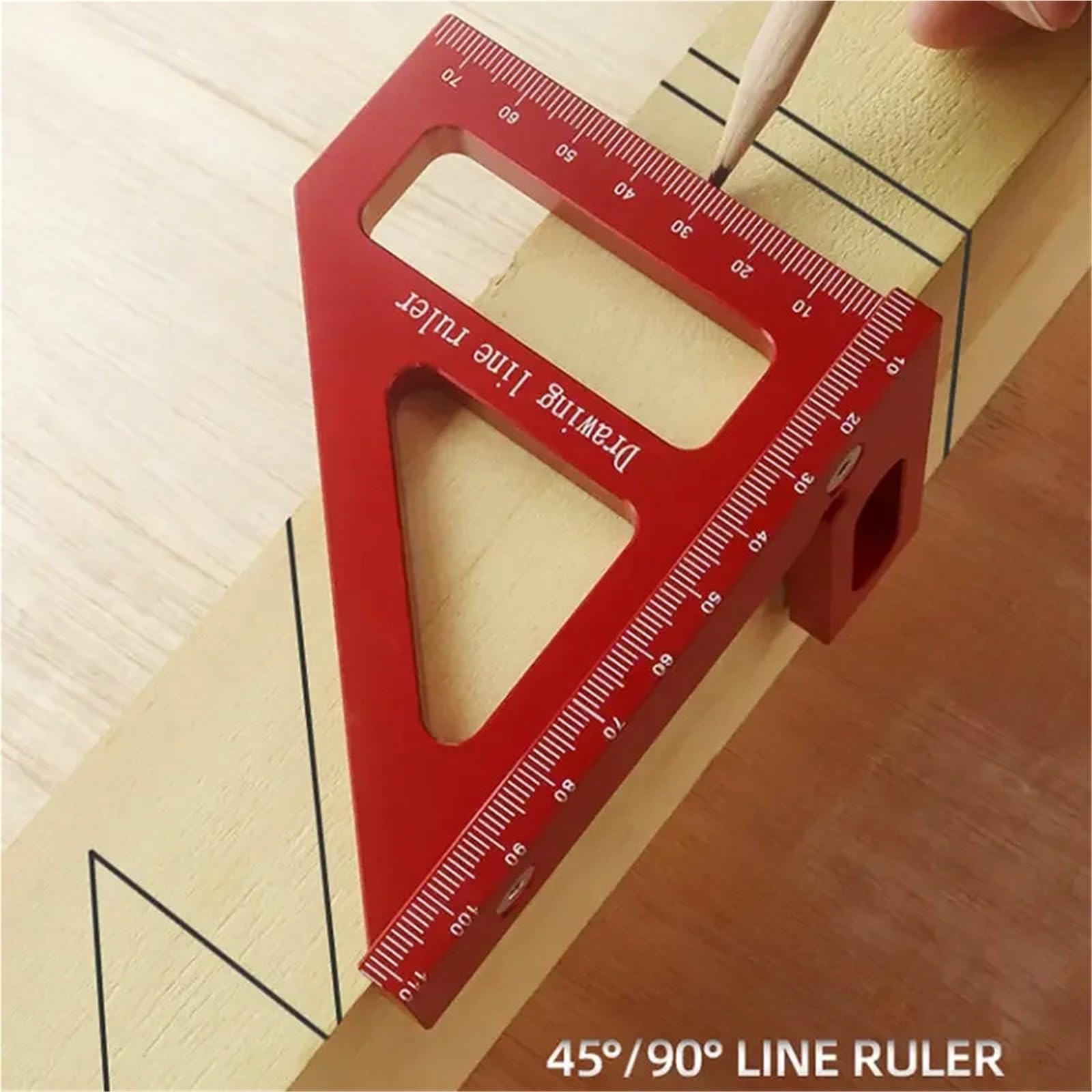 MRKU Goniometro, Squadra da Falegname - Goniometro per Lavorazione del Legno, Righello Triangolare in Alluminio per Angoli 3D 45/90 Gradi