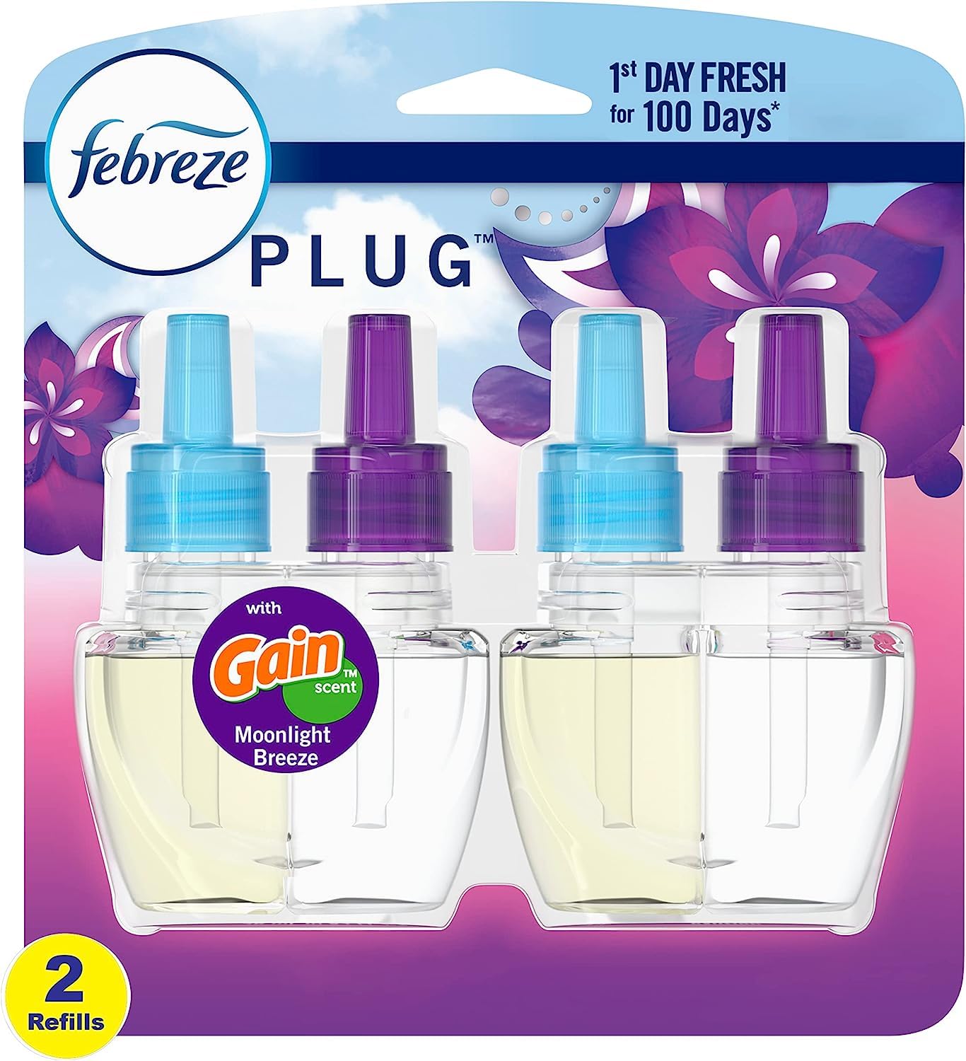 Febreze Odor-Fighting Fade Defy PLUG Air Freshener Refill Gain Moonlight Breeze 2 87 fl oz Oil Refills