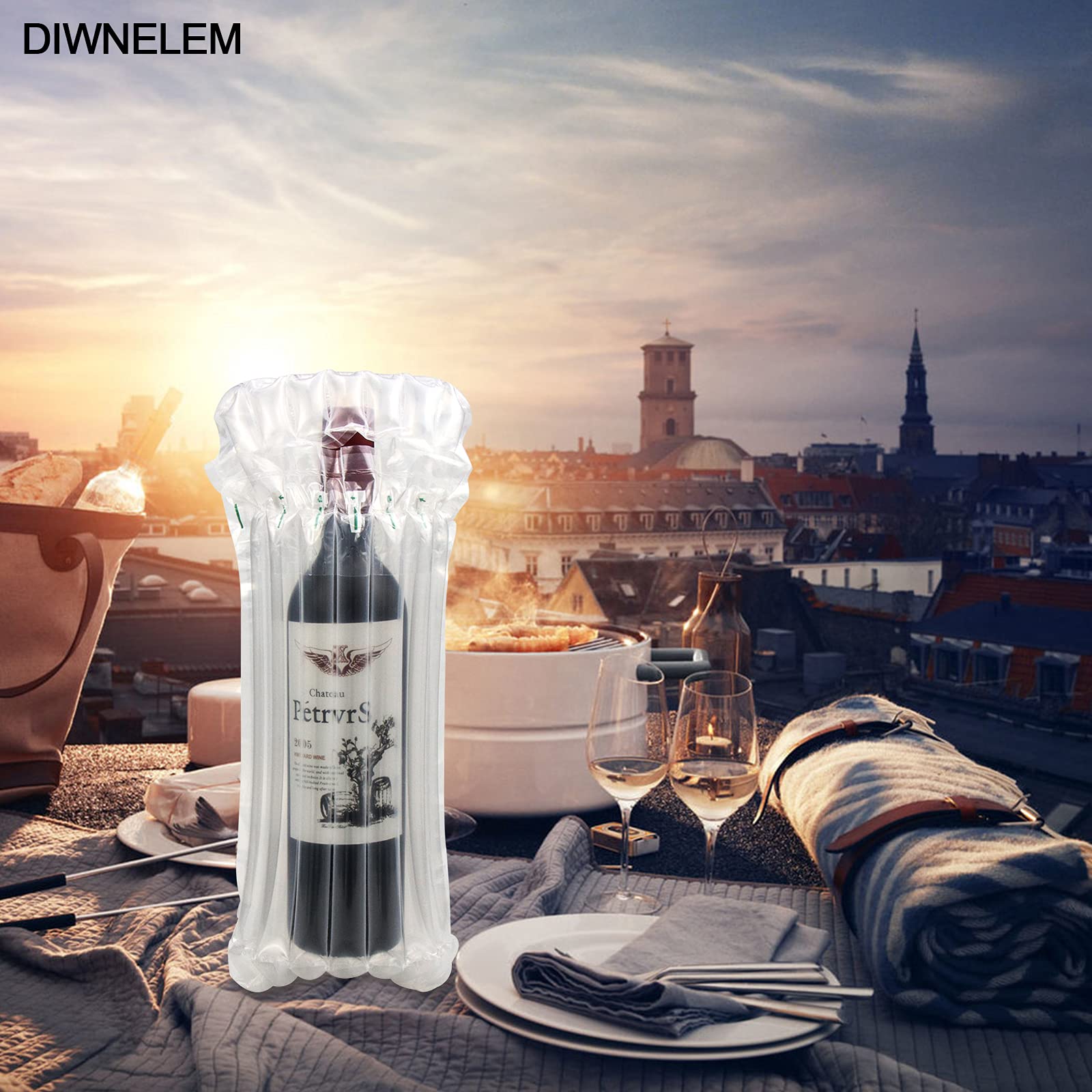 2 Sacs Gonflables De Protection Pour Bouteille De Vin - EVA Mat, Réutilisables - Transport Sécurisé - 48x18 Cm