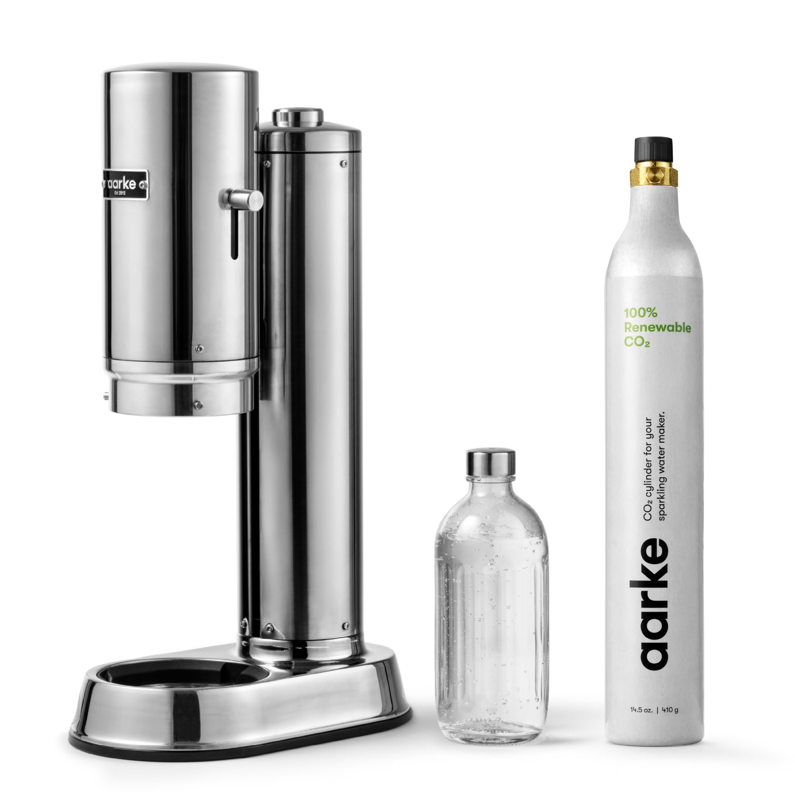 Aarke Carbonator Pro - Sparkling Water Maker &amp; CO2 Cylinder, Stainless