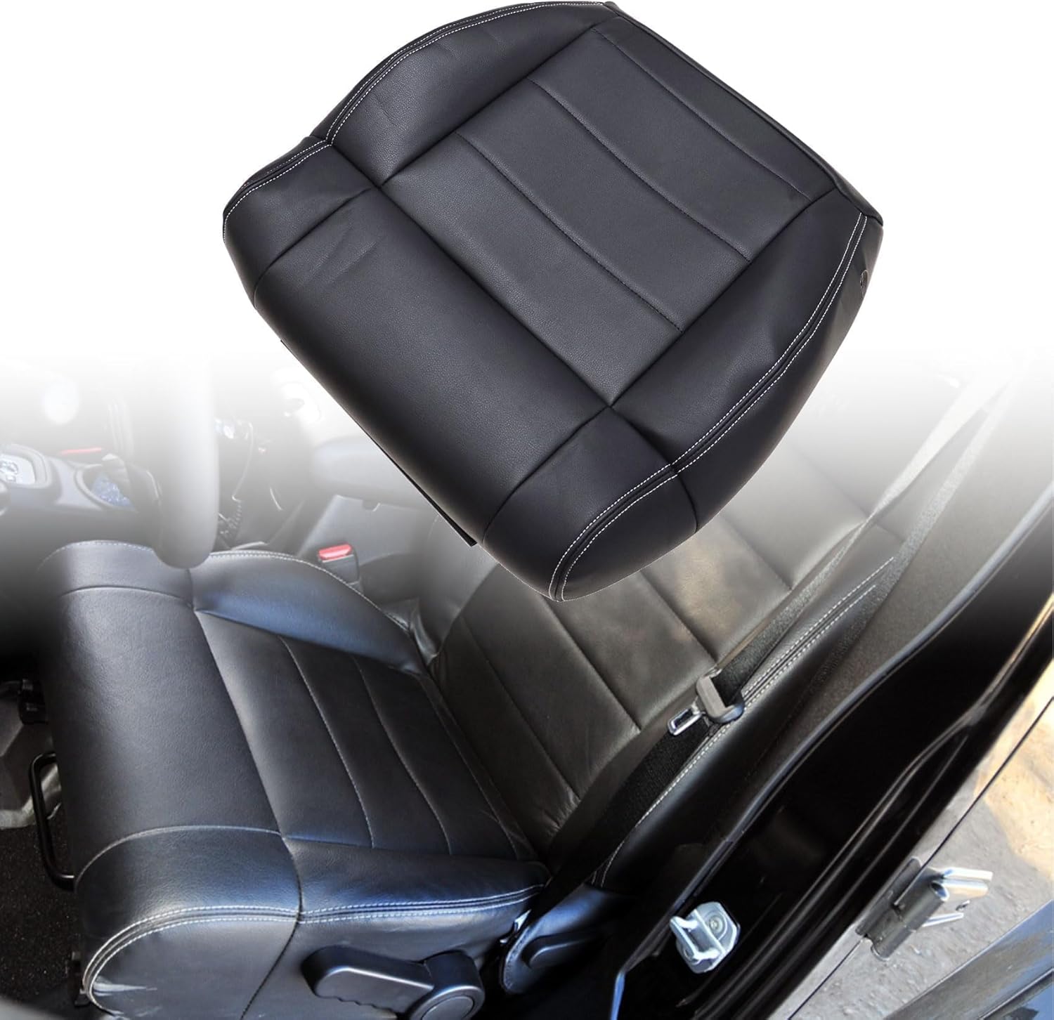 Priprilod Leather Driver Side Bottom Replacement Seat Cover Black（#ALX9 / E5DD） Compatible with Jeep Wrangler 2008 2009 2010 2011 2012