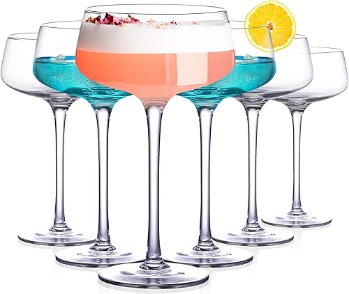 Martini Glasses Set of 6 - Crytal Round Martini Coupe Glass,Large Cocktail Glasses for Cosmo,Espresso Martini,Mixed Drinks,Champagne Coupe Glasses