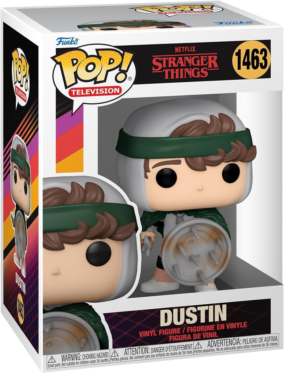 POP Stranger Things - Hunter Dustin Henderson with Spear & Shield Funko Vinyl Figure (Bundled with Compatible Box Protector Case), Multicolor, 3.75