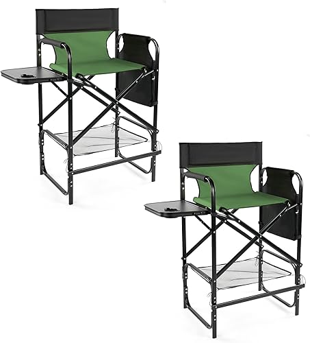 Miniatura 33 de Outvita Silla de Director de 26" de Altura con Asiento Plegable con Mesa Lateral y Bolsa de Almacenamiento, Soporte para 300 Libras, Silla Portátil