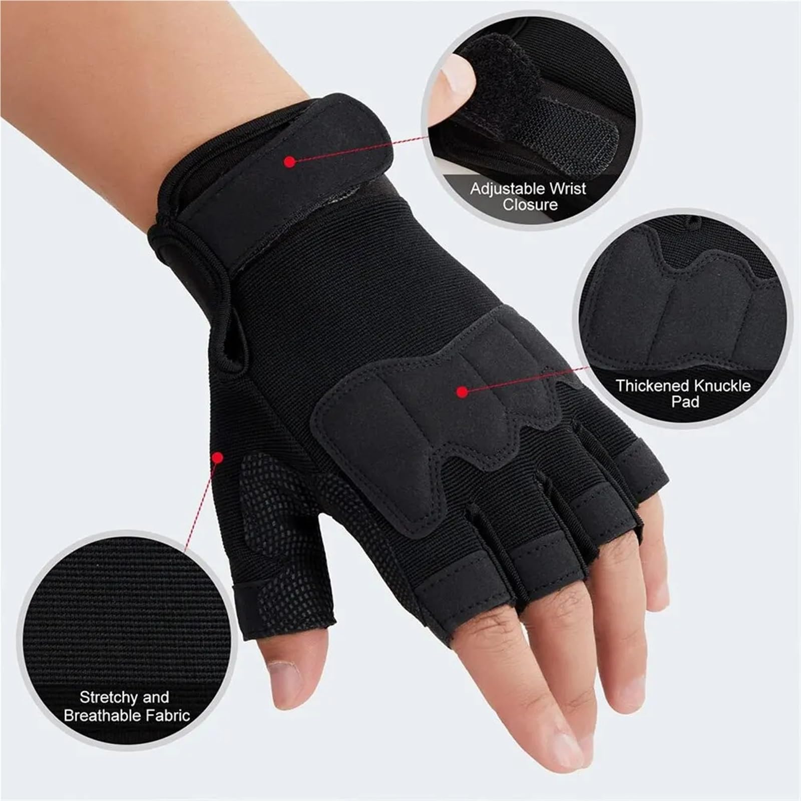 Rękawiczki z odkrytymi palcami, 2 pary damskich rękawiczek rowerowych bez palców Oddychający(Black,X Large)